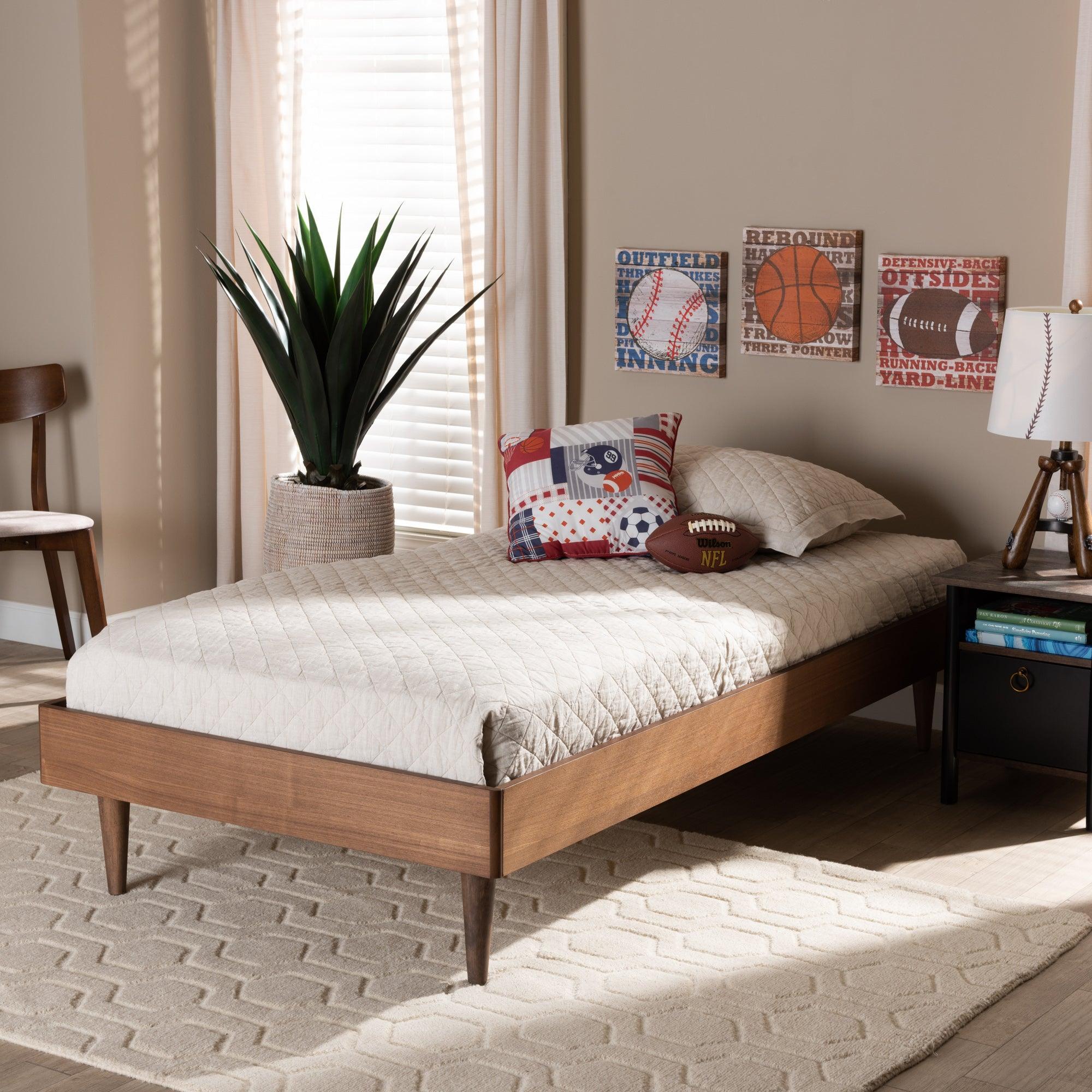 Rina Mid-Century Modern Ash Finished Wood Platform Bed