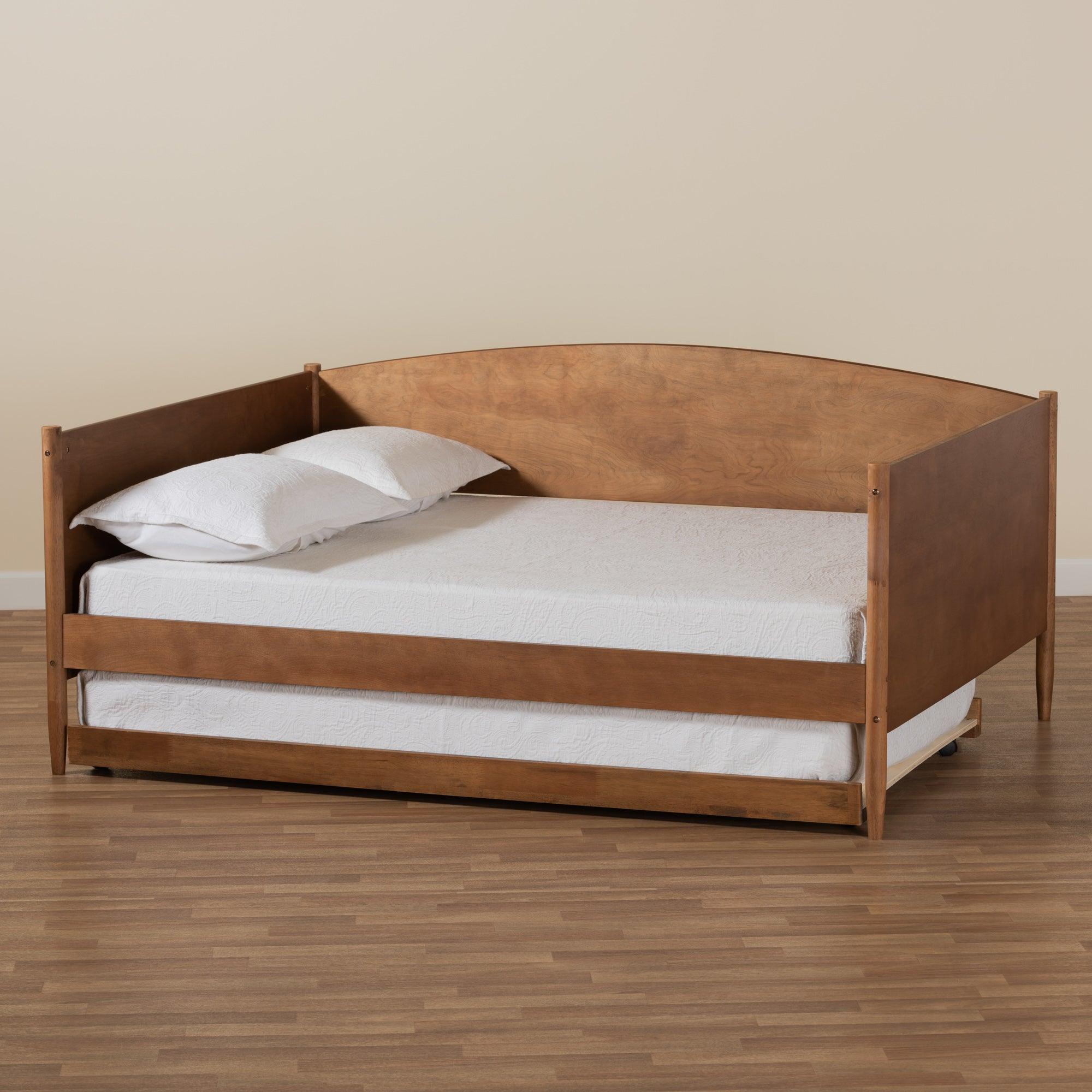 Veles Mid-Century Modern Ash Finished Wood Daybed with Trundle