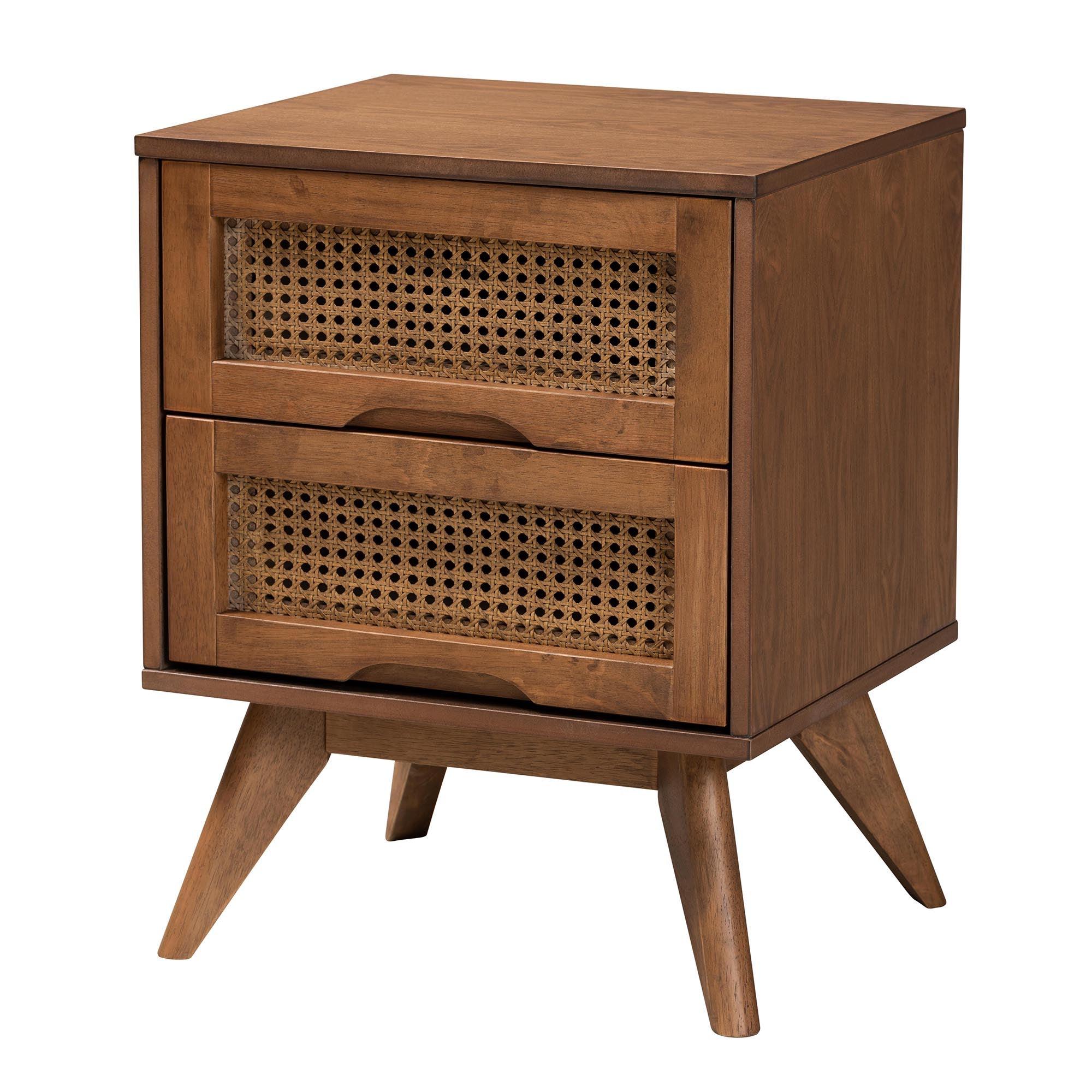 Melora Mid-Century Modern Finished Wood and Rattan 5-Piece Bedroom Set
