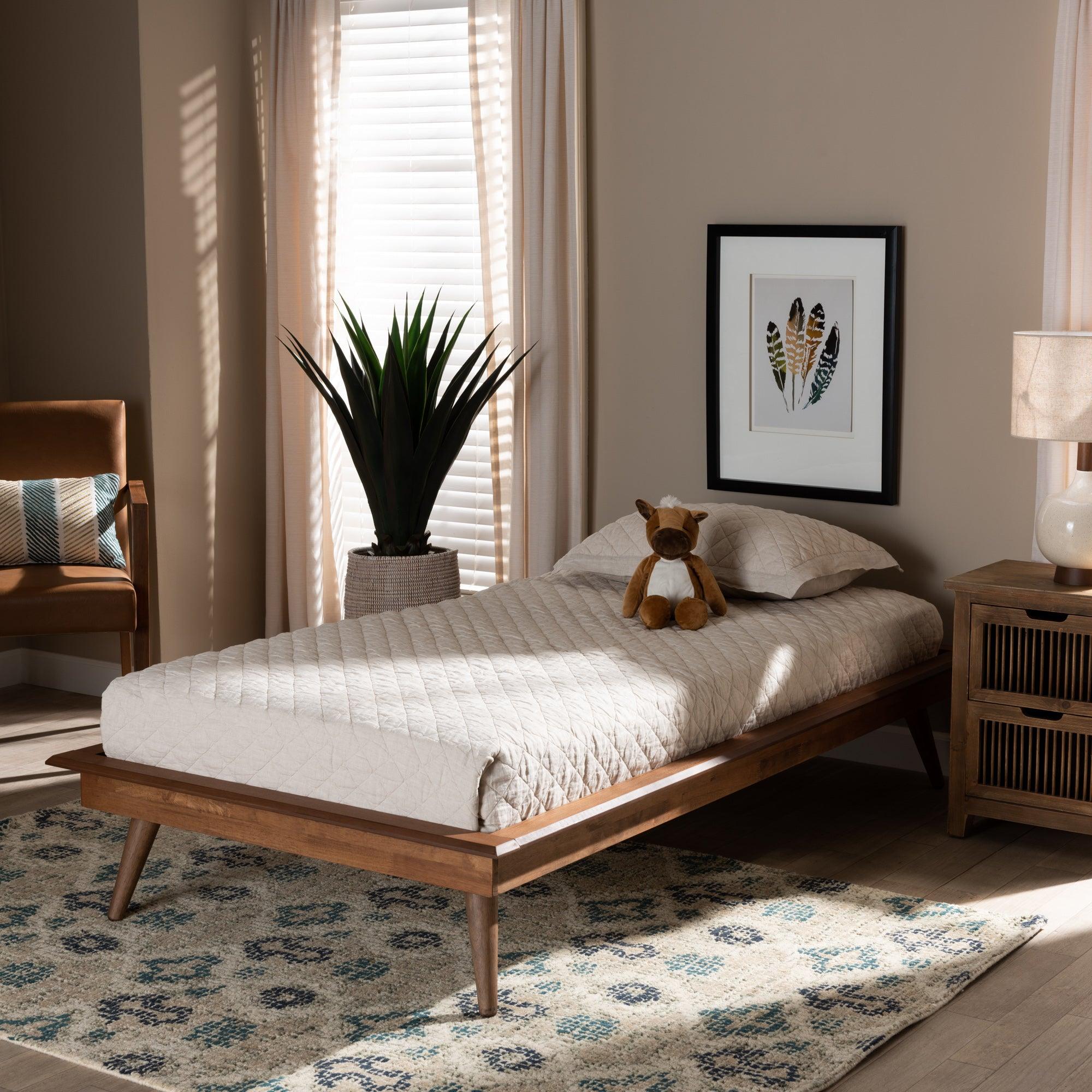 Karine Mid-Century Modern Finished Wood Platform Bed