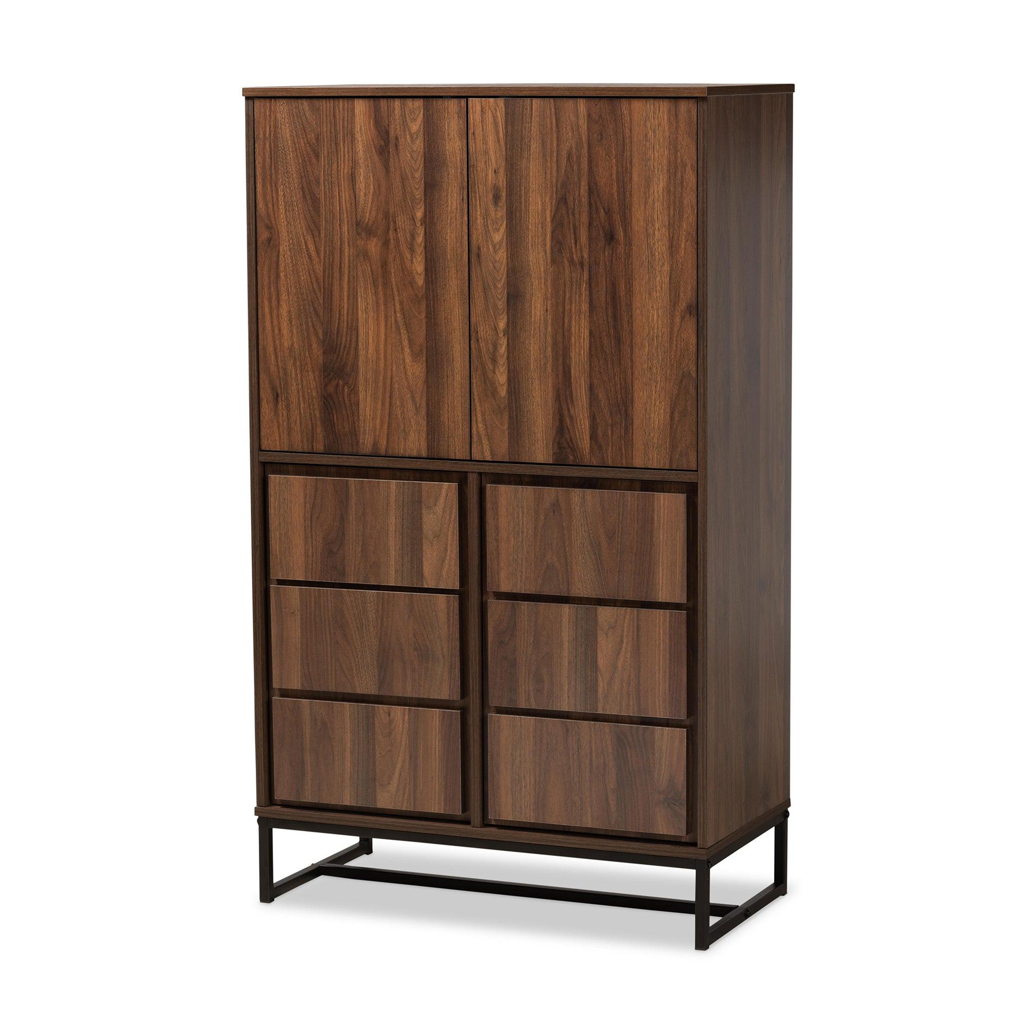 Neil Modern and Contemporary Finished Wood and Finished Metal Multipurpose Storage Cabinet
