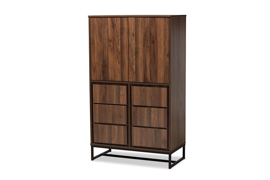 Neil Modern and Contemporary Finished Wood and Finished Metal Multipurpose Storage Cabinet