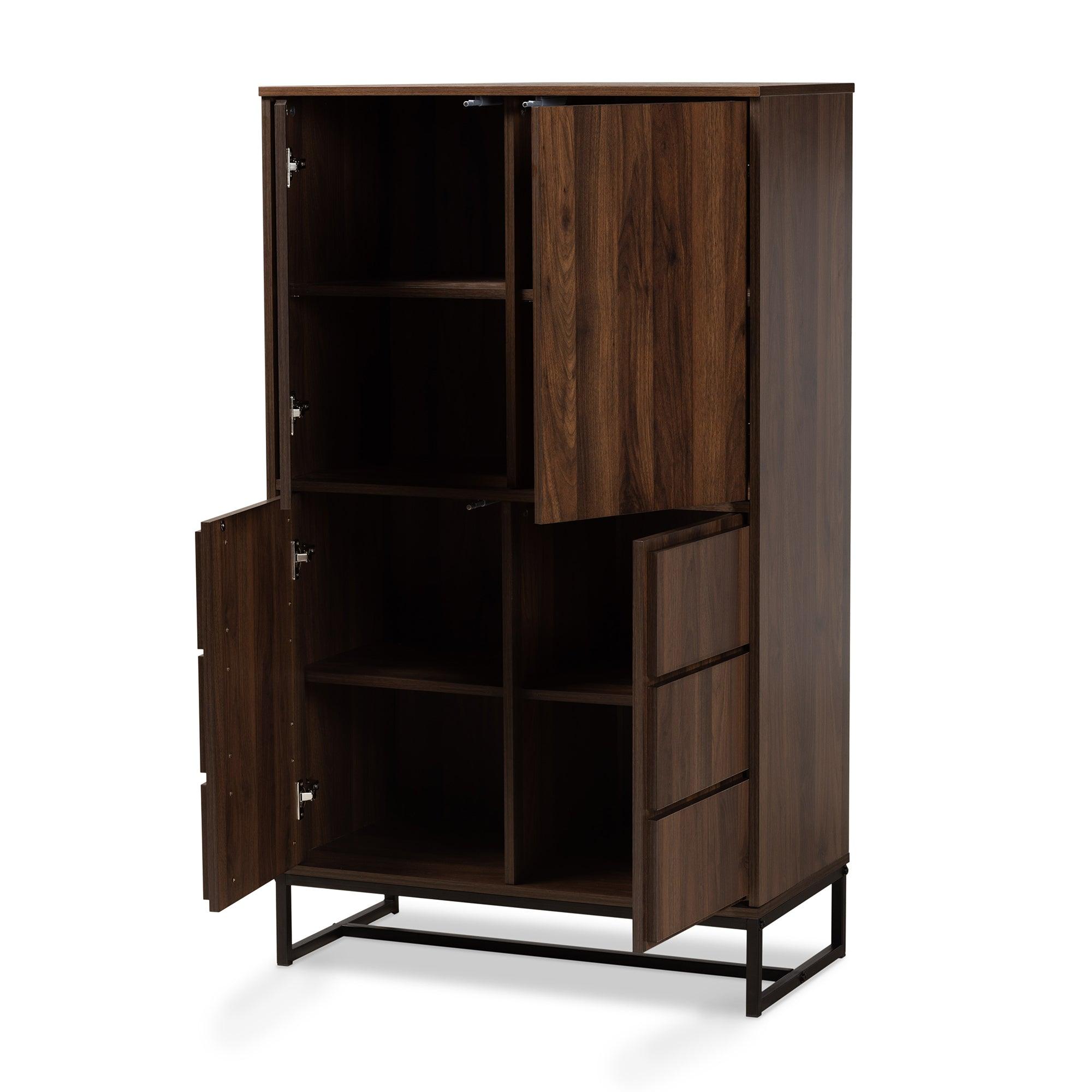 Neil Modern and Contemporary Finished Wood and Finished Metal Multipurpose Storage Cabinet