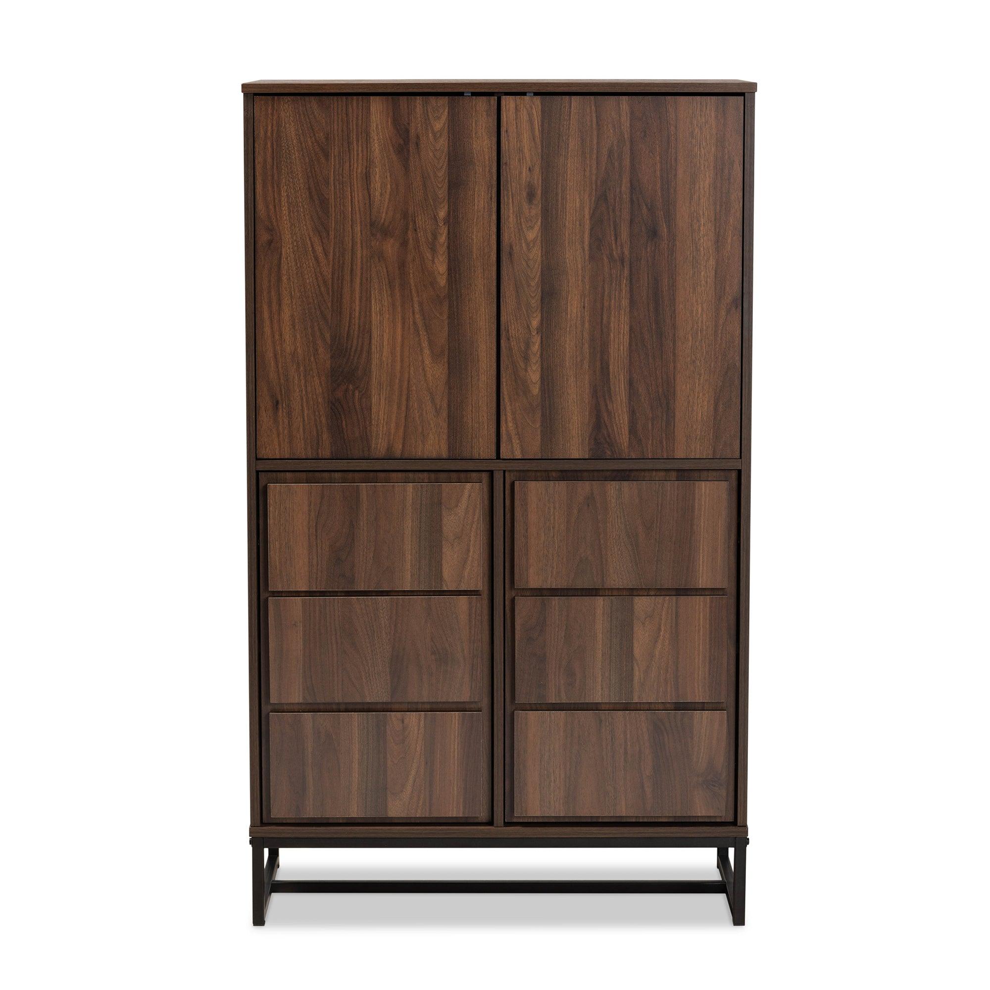 Neil Modern and Contemporary Finished Wood and Finished Metal Multipurpose Storage Cabinet