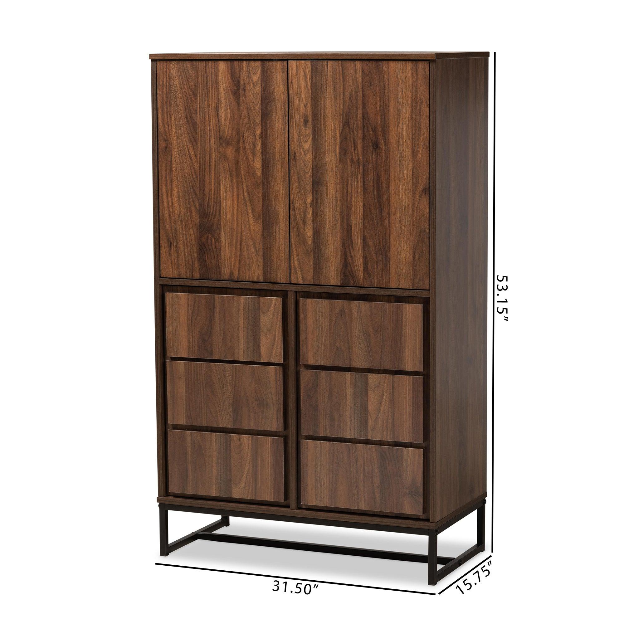 Neil Modern and Contemporary Finished Wood and Finished Metal Multipurpose Storage Cabinet