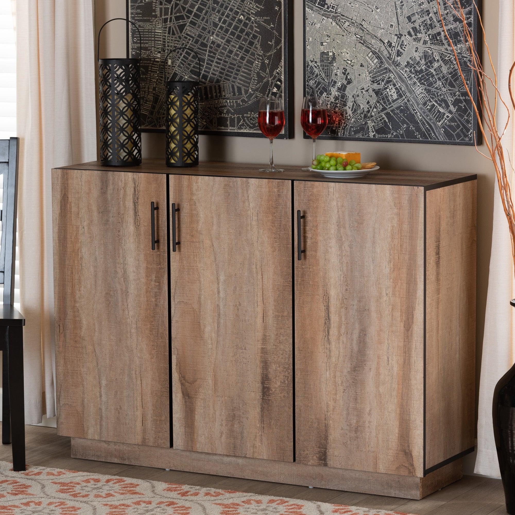 Patton Modern and Contemporary Finished Wood 3-Door Dining Room Sideboard Buffet