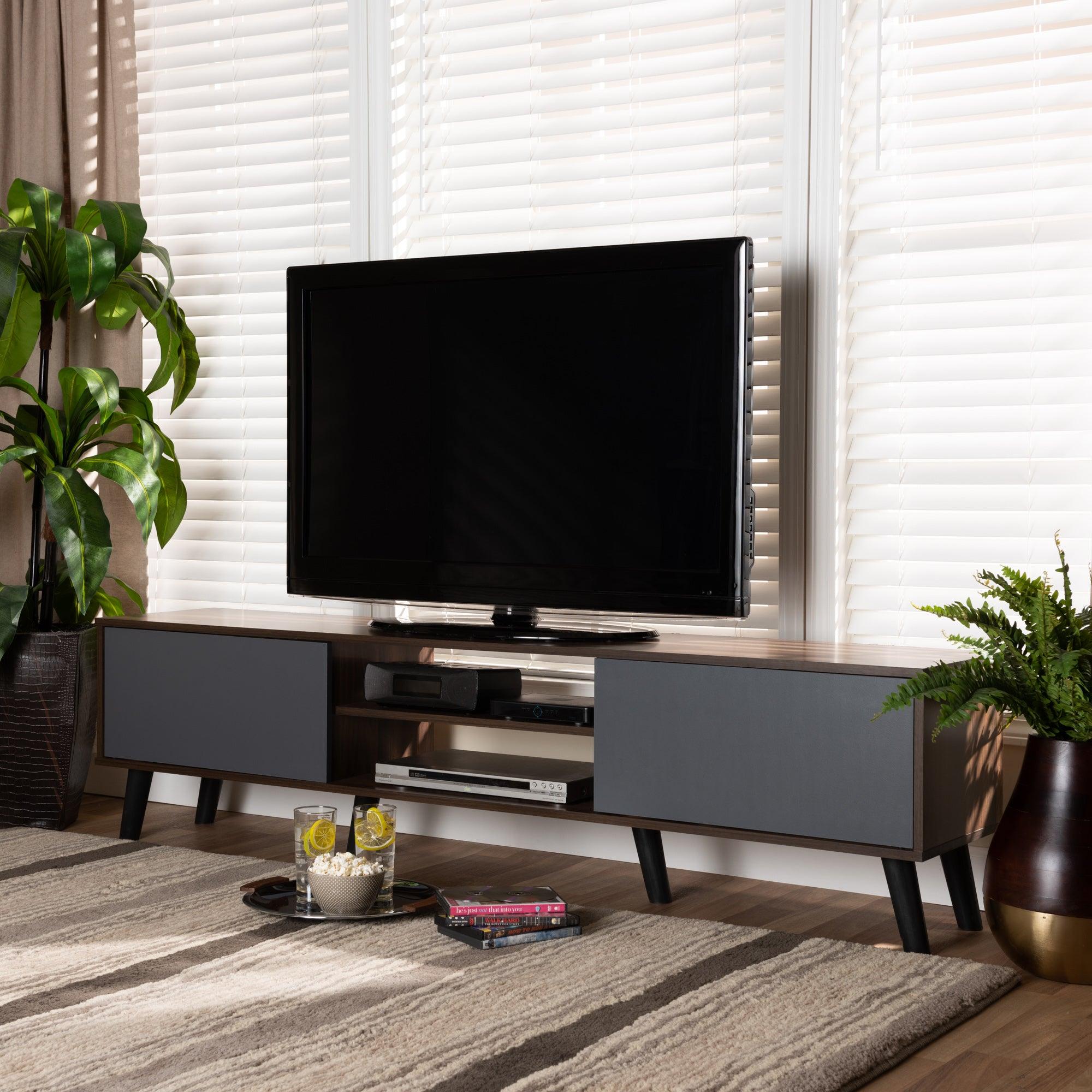 Clapton Modern and Contemporary Multi-Tone and Finished Wood TV Stand