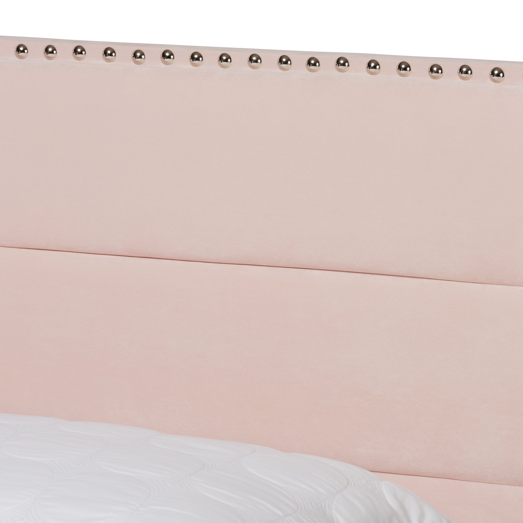 Tamira Modern and Contemporary Glam Light Velvet Fabric Upholstered Panel Bed