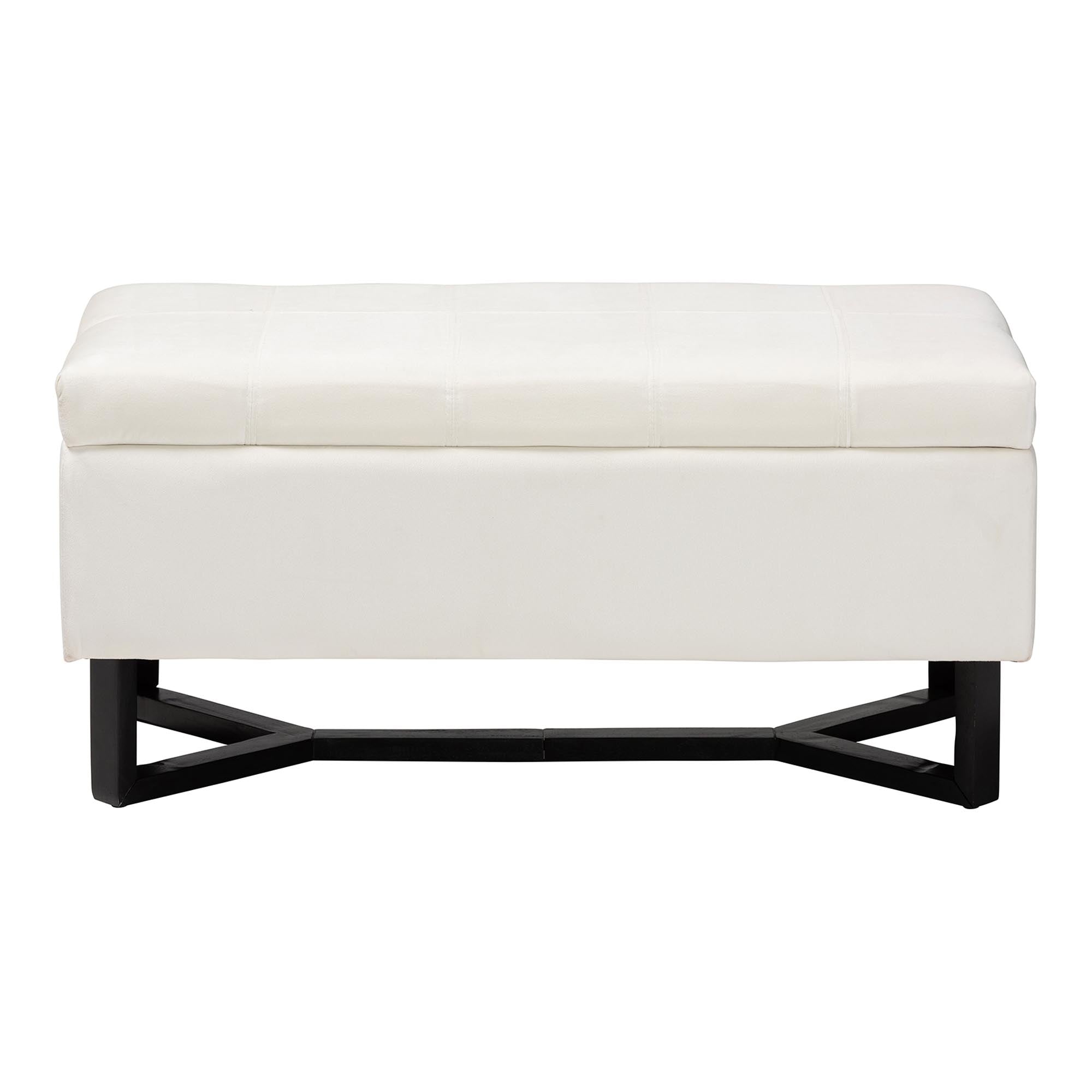 Esther Modern and Contemporary Velvet Fabric Upholstered and Finished Wood Storage Ottoman