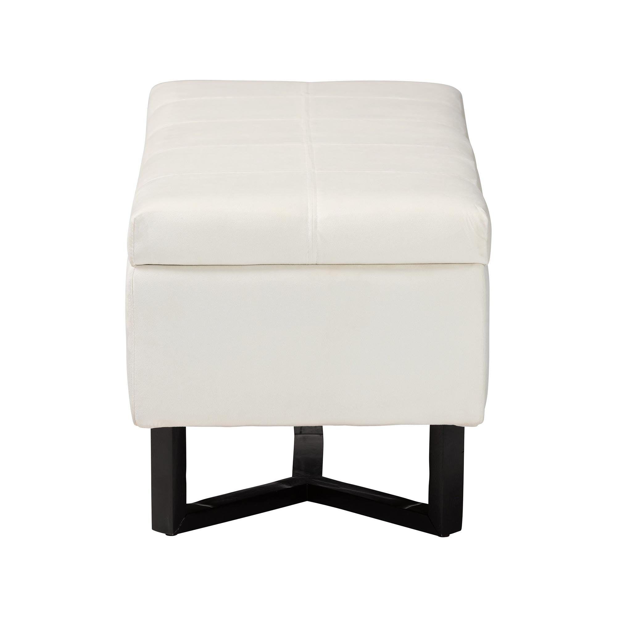 Esther Modern and Contemporary Velvet Fabric Upholstered and Finished Wood Storage Ottoman