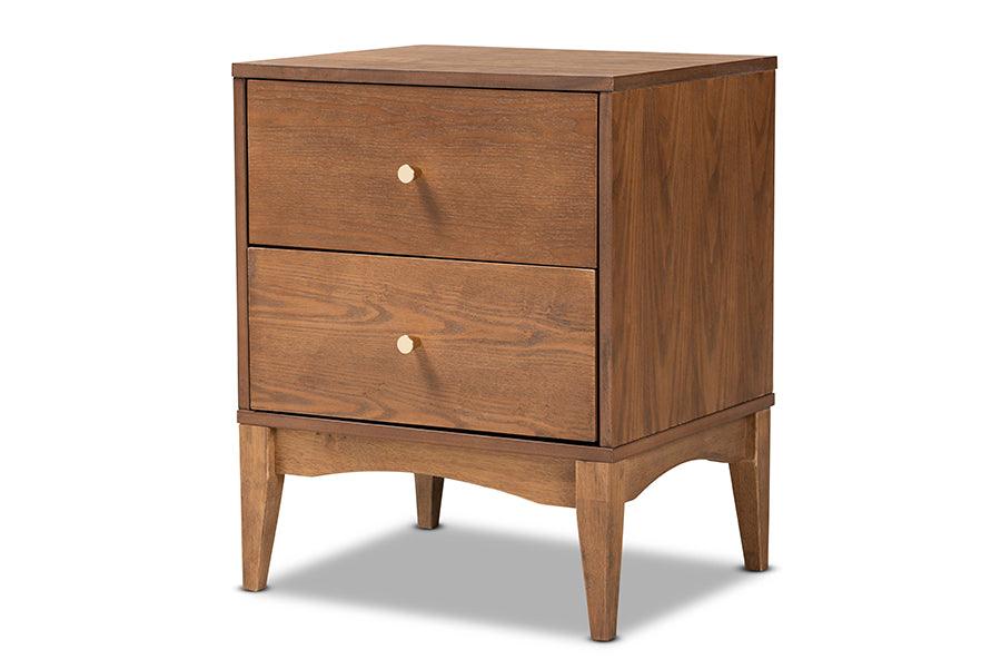 Landis Mid-Century Modern Ash Finished Wood 2-Drawer Nightstand
