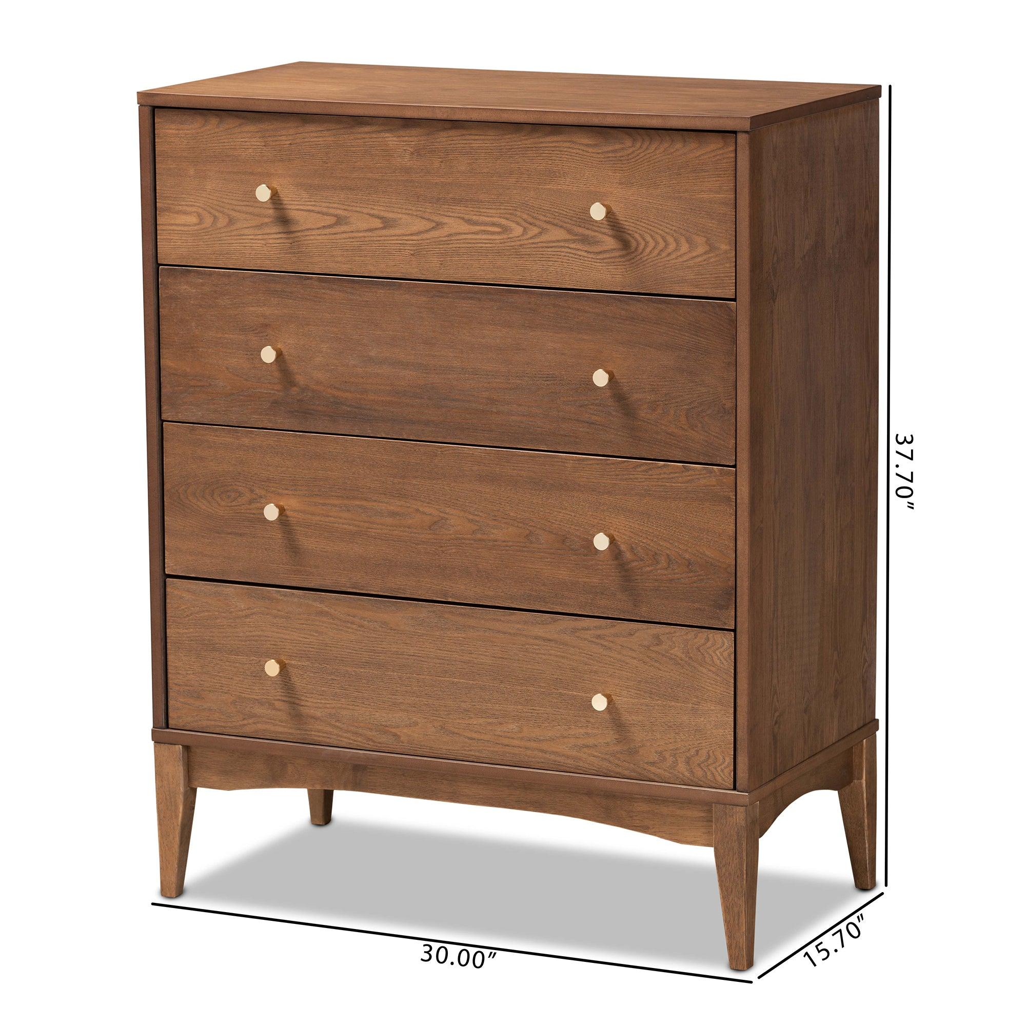 Landis Mid-Century Modern Ash Finished Wood 4-Drawer Chest
