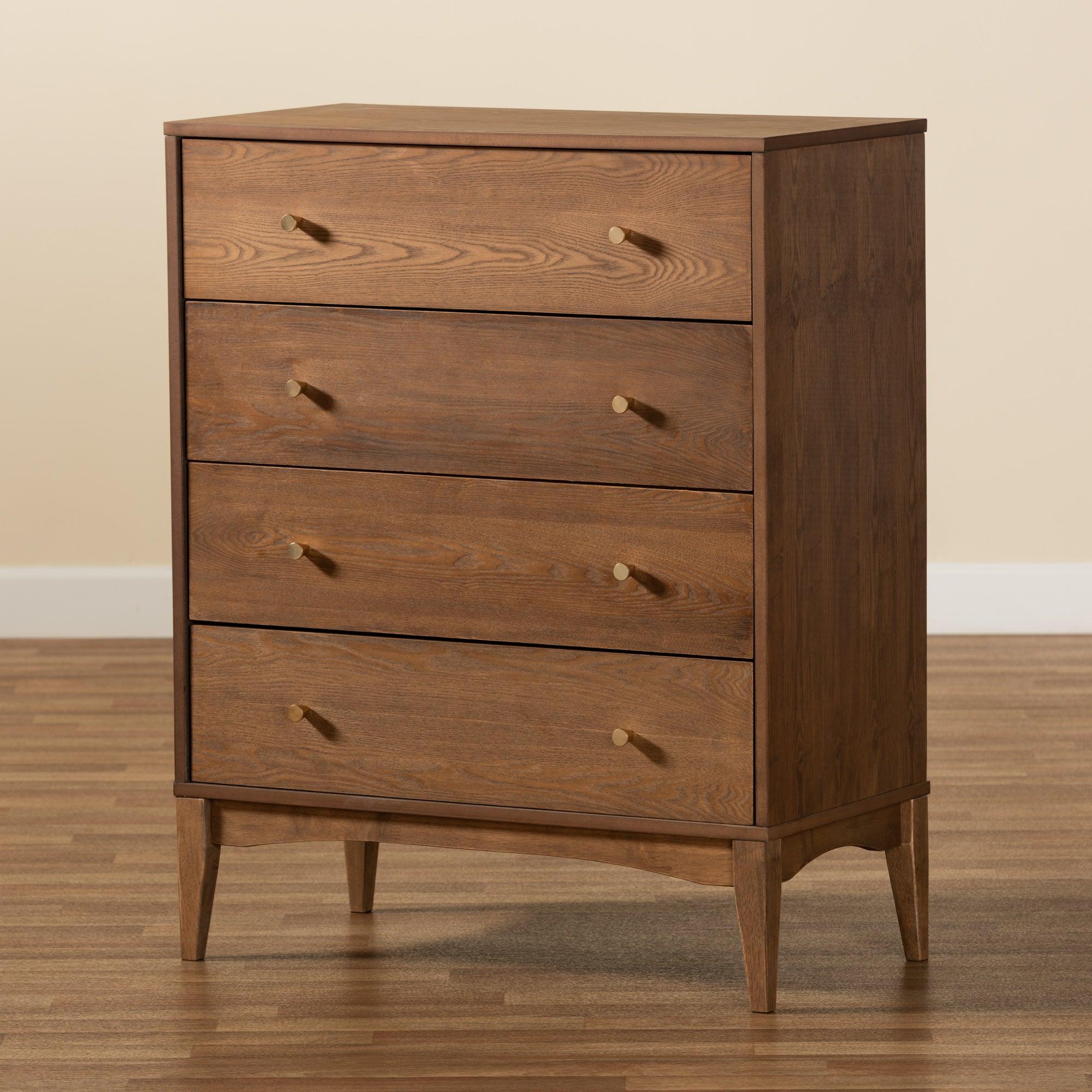 Landis Mid-Century Modern Ash Finished Wood 4-Drawer Chest