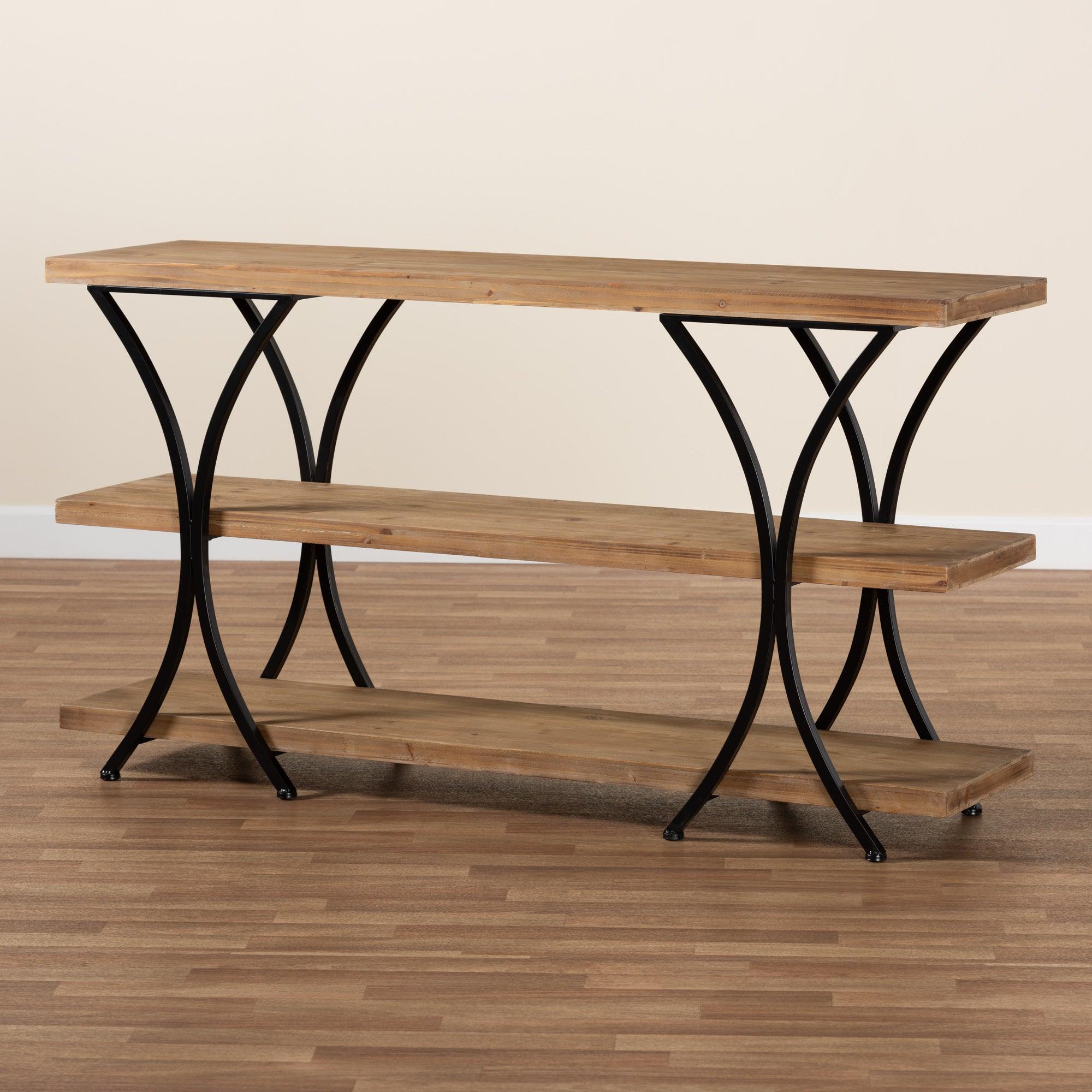 Terrell Modern Rustic and Industrial Finished Wood and Finished Metal Console Table