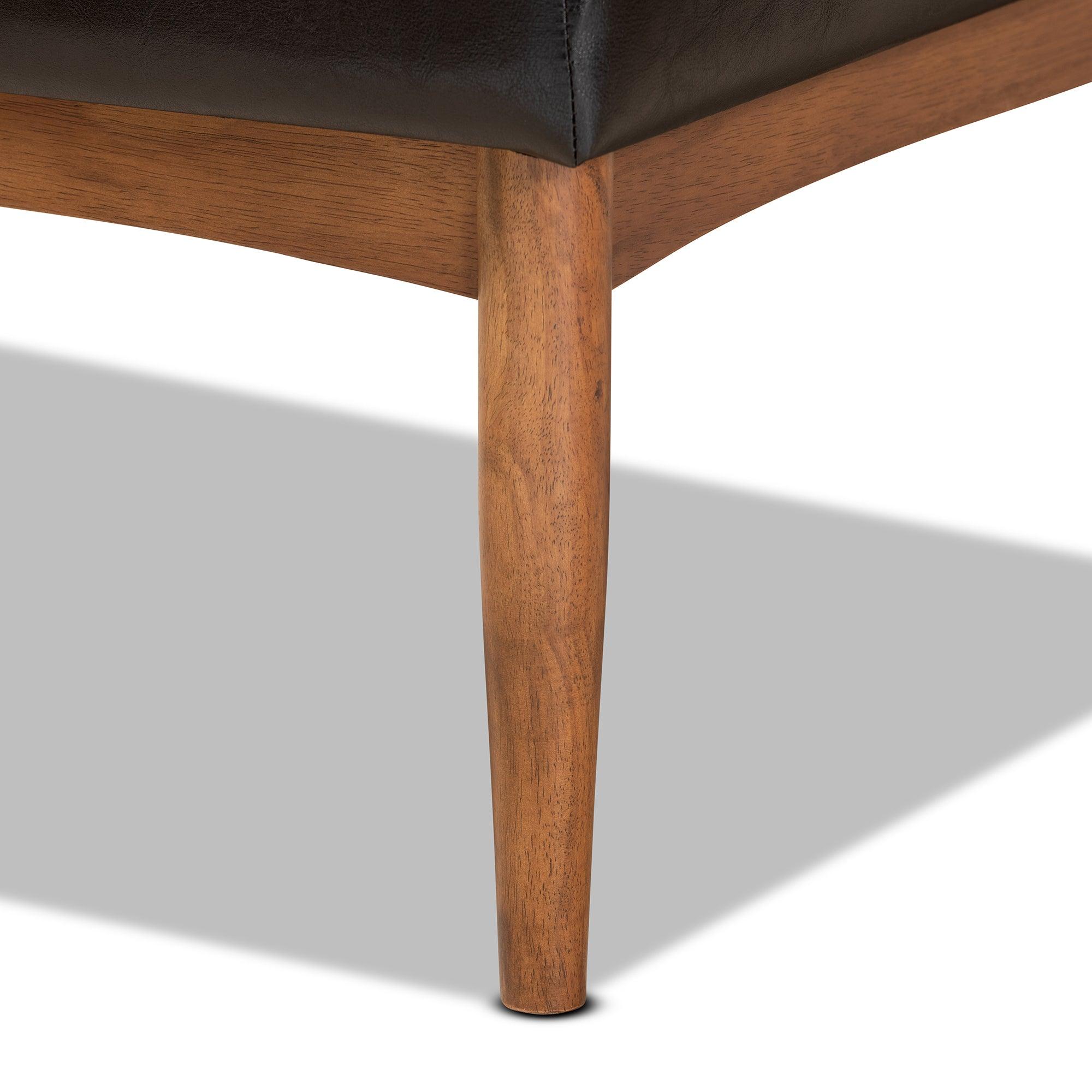 Sanford Mid-Century Modern Faux Leather Upholstered and Finished Wood 3-Piece Dining Nook Set