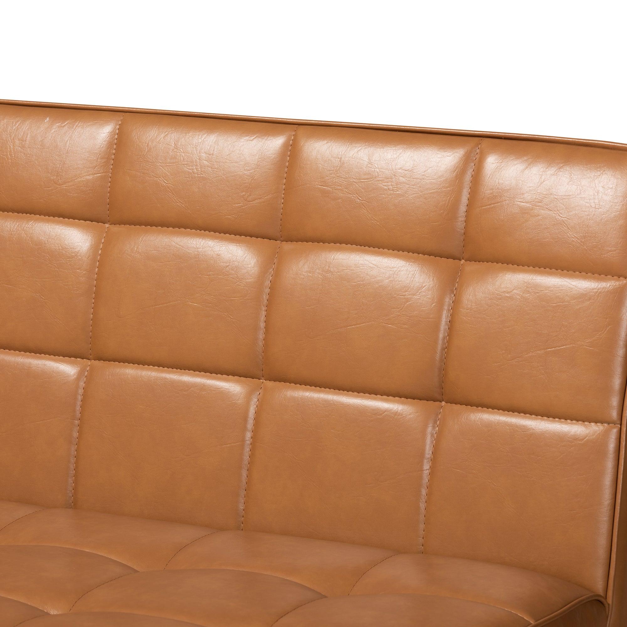 Sanford Mid-Century Modern Faux Leather Upholstered and Finished Wood 3-Piece Dining Nook Set