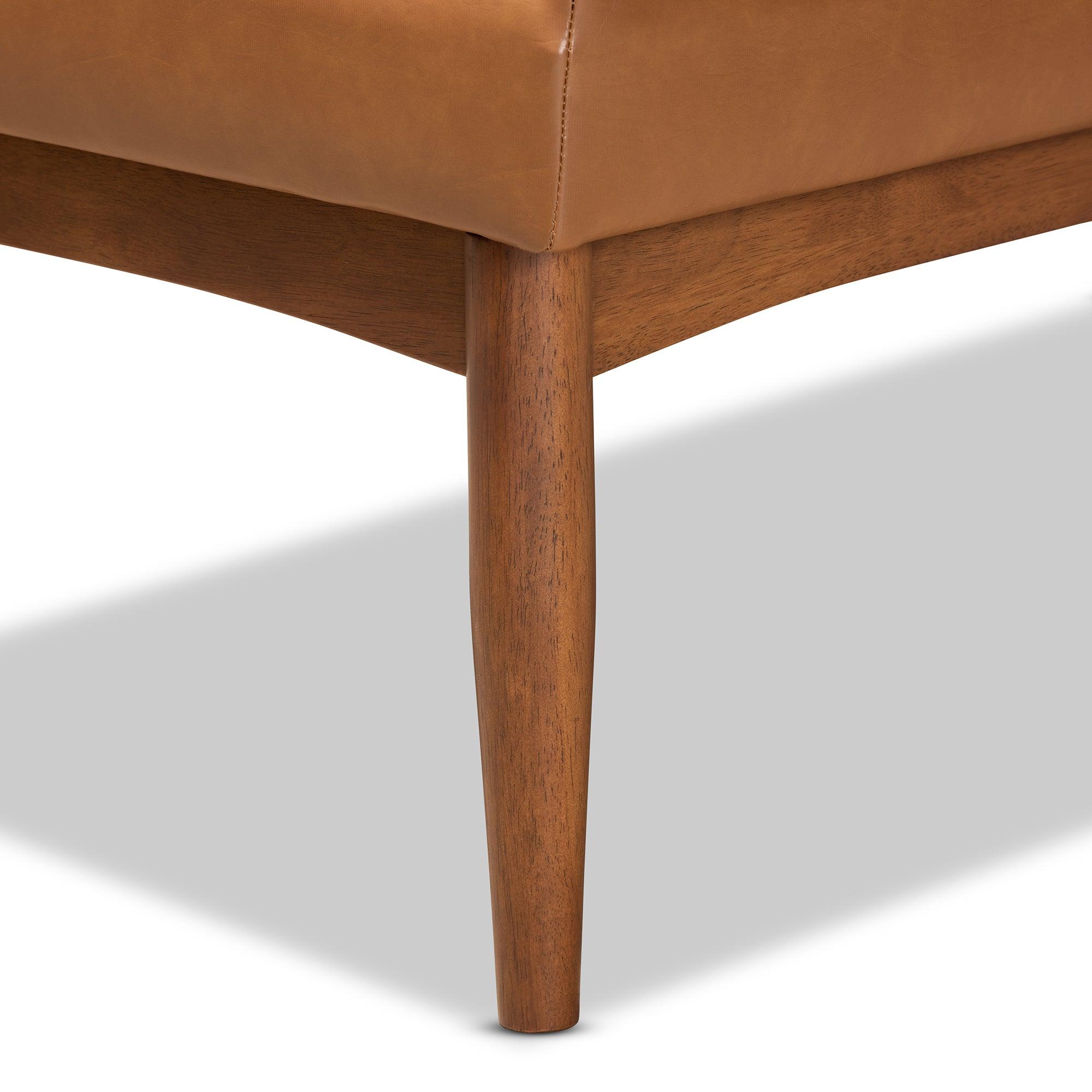 Sanford Mid-Century Modern Faux Leather Upholstered and Finished Wood 3-Piece Dining Nook Set