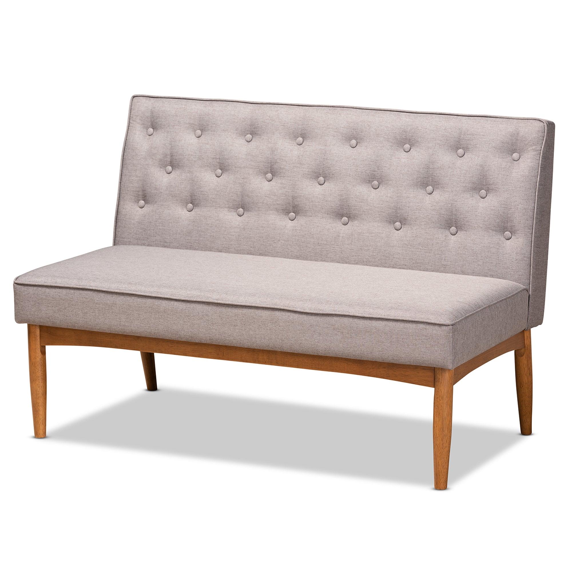 Riordan Mid-Century Modern Fabric Upholstered and Finished Wood 5-Piece Dining Nook Set