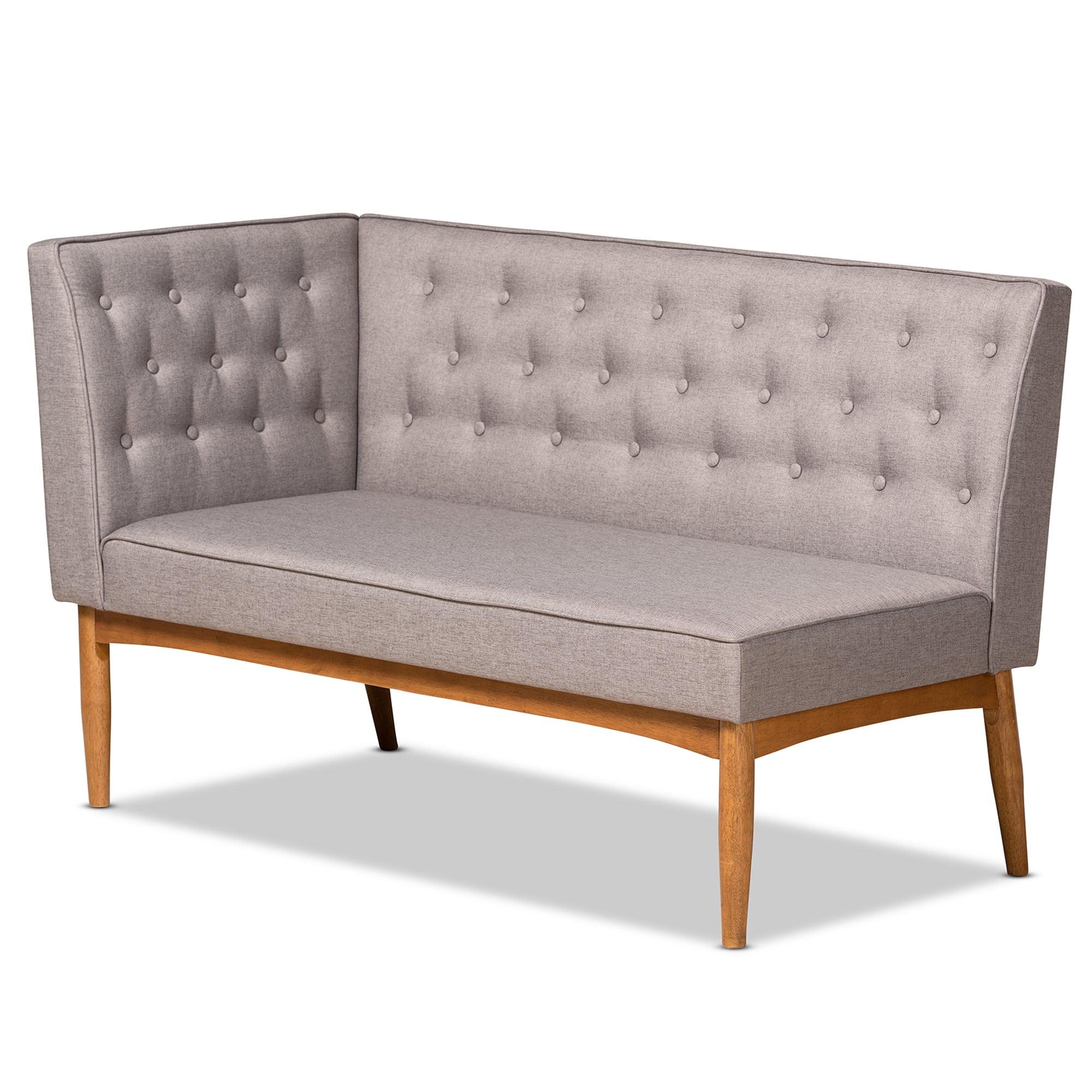 Riordan Mid-Century Modern Fabric Upholstered and Finished Wood 5-Piece Dining Nook Set