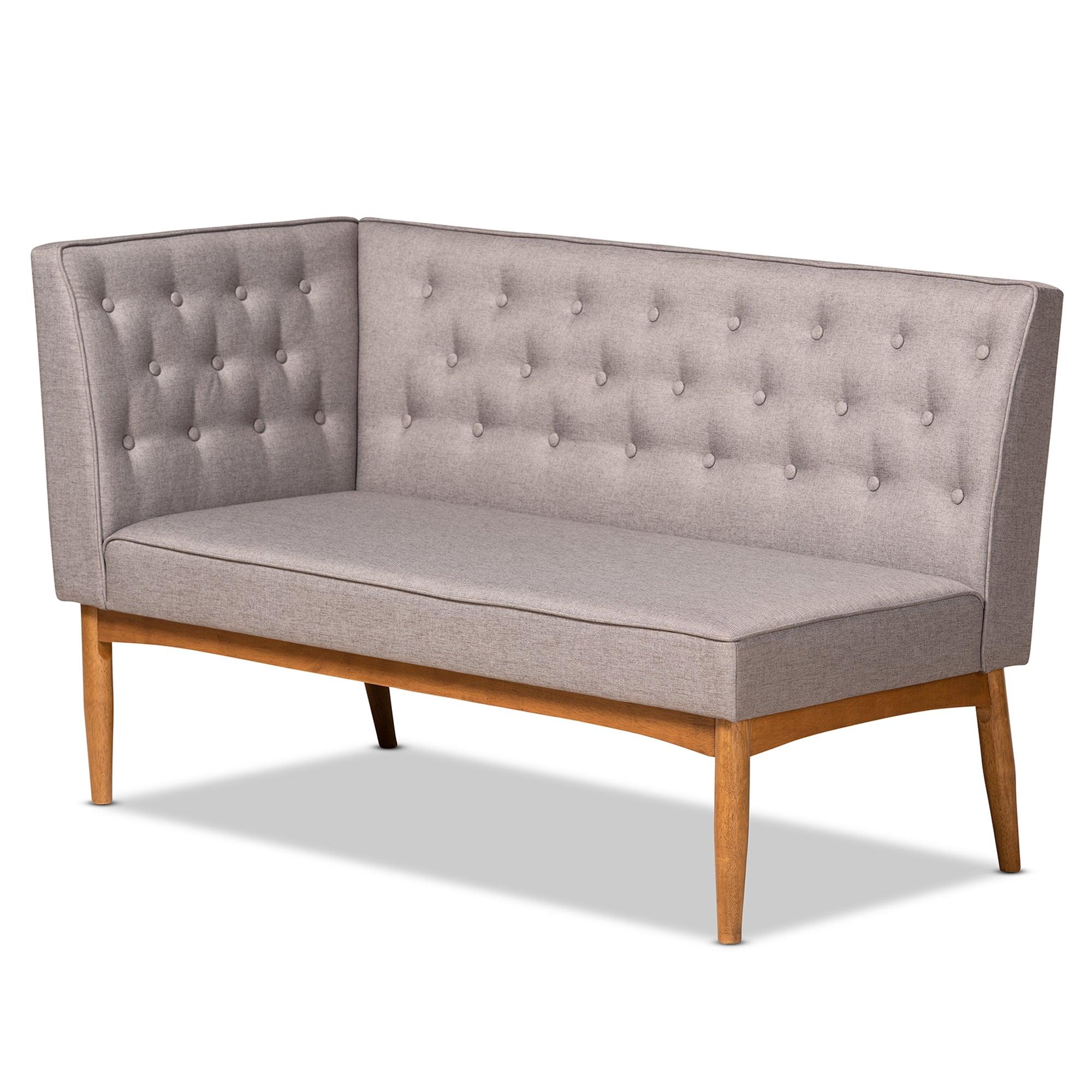 Riordan Mid-Century Modern Fabric Upholstered and Finished Wood 4-Piece Dining Nook Set