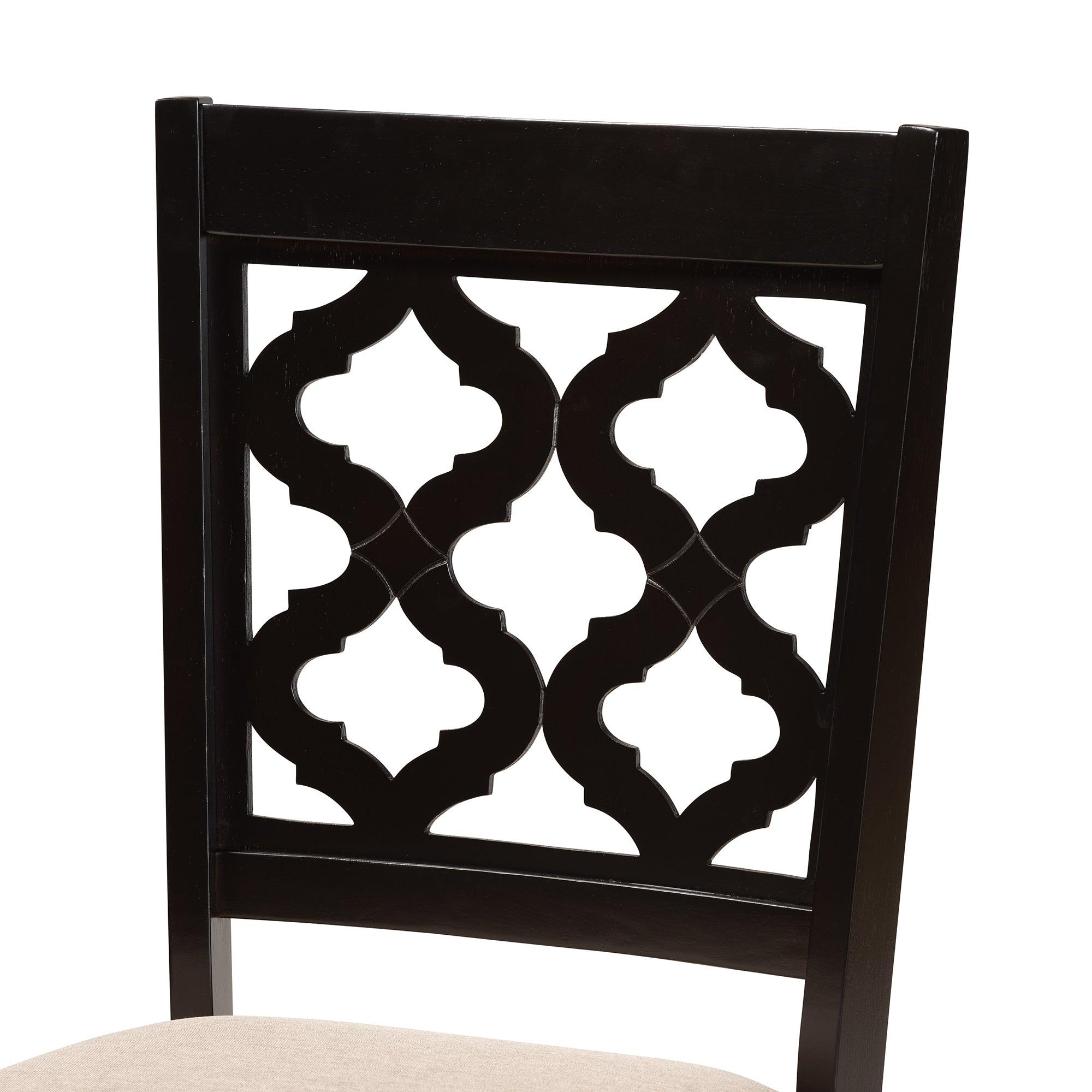 Ramiro Modern and Contemporary Sand Fabric Upholstered and Finished Wood 7-Piece Dining Set