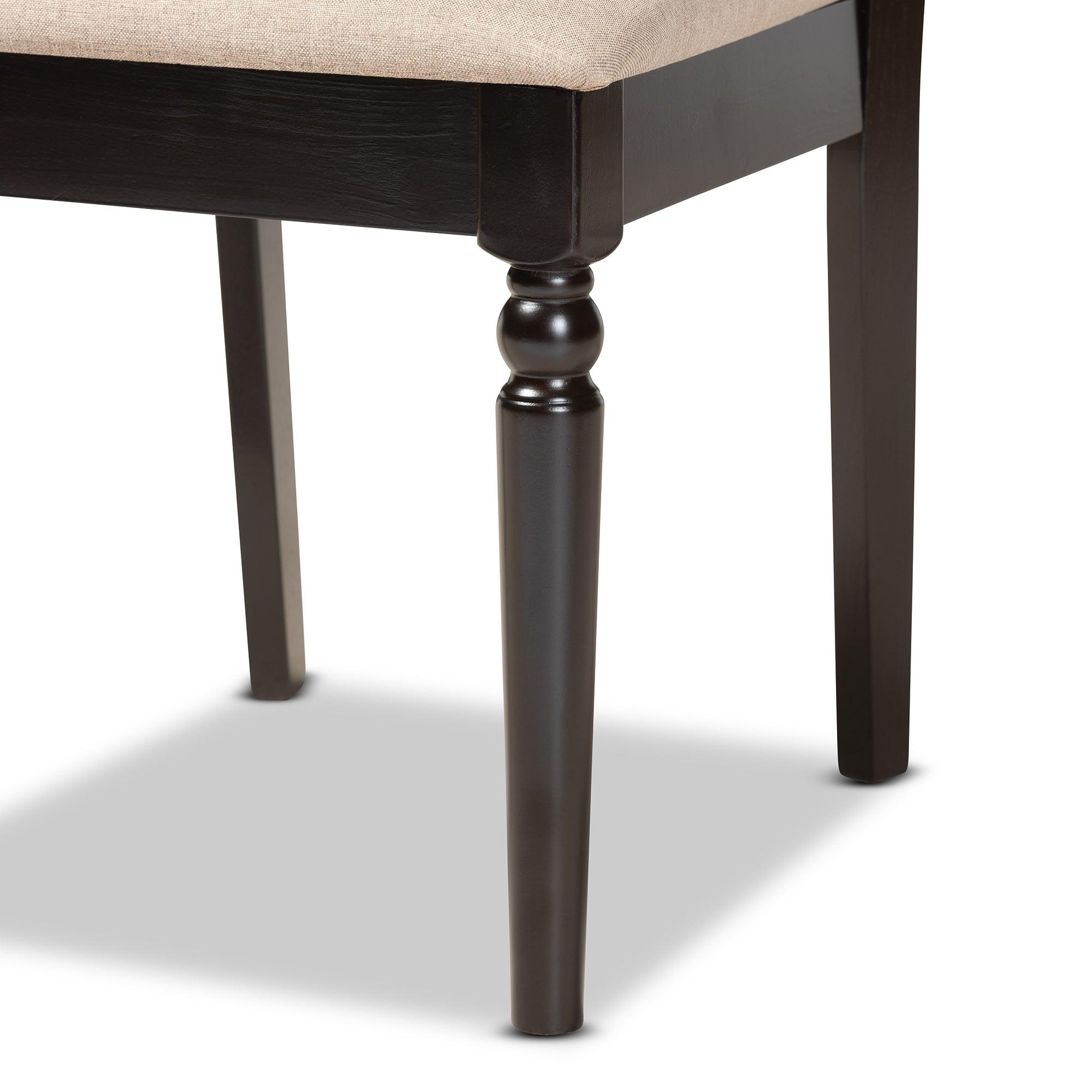 Ramiro Modern and Contemporary Sand Fabric Upholstered and Finished Wood 7-Piece Dining Set