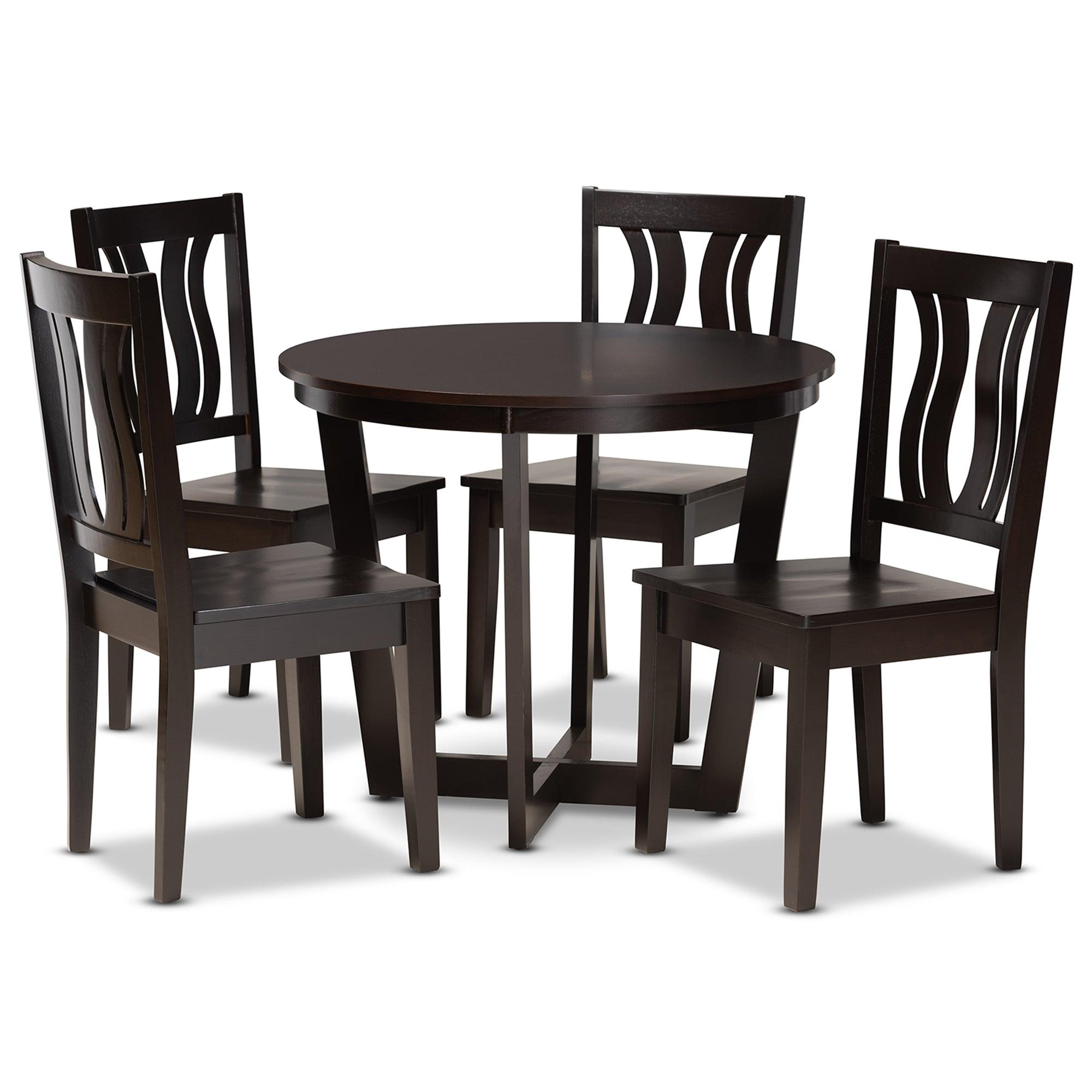 Elodia Modern and Contemporary Transitional Finished Wood 5-Piece Dining Set