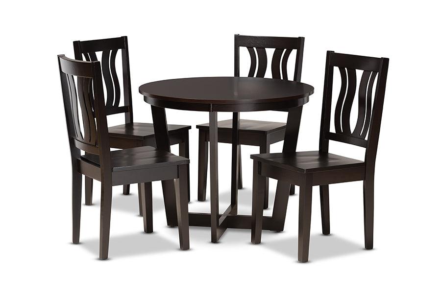 Elodia Modern and Contemporary Transitional Finished Wood 5-Piece Dining Set