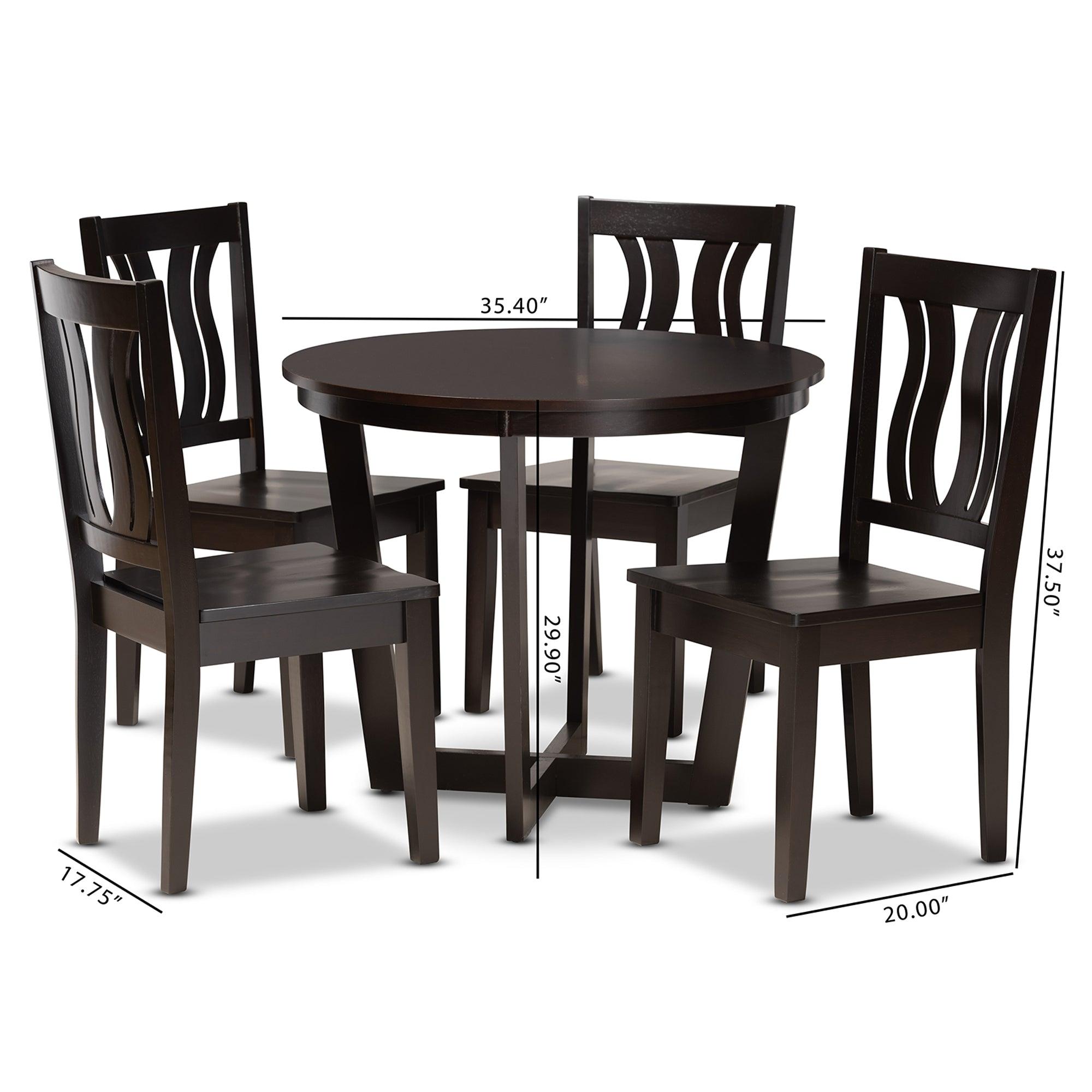 Elodia Modern and Contemporary Transitional Finished Wood 5-Piece Dining Set