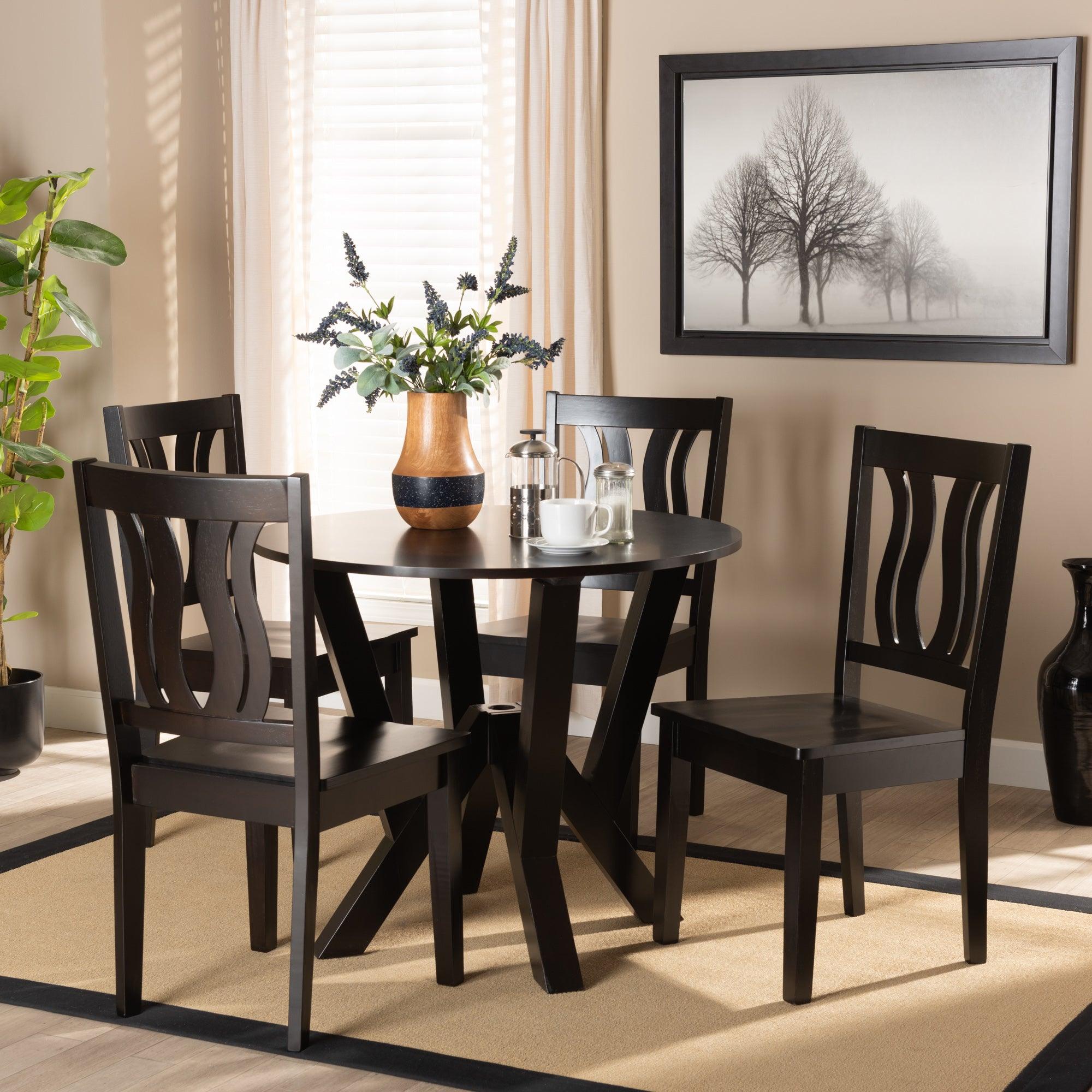 Noelia Modern and Contemporary Transitional Finished Wood 5-Piece Dining Set