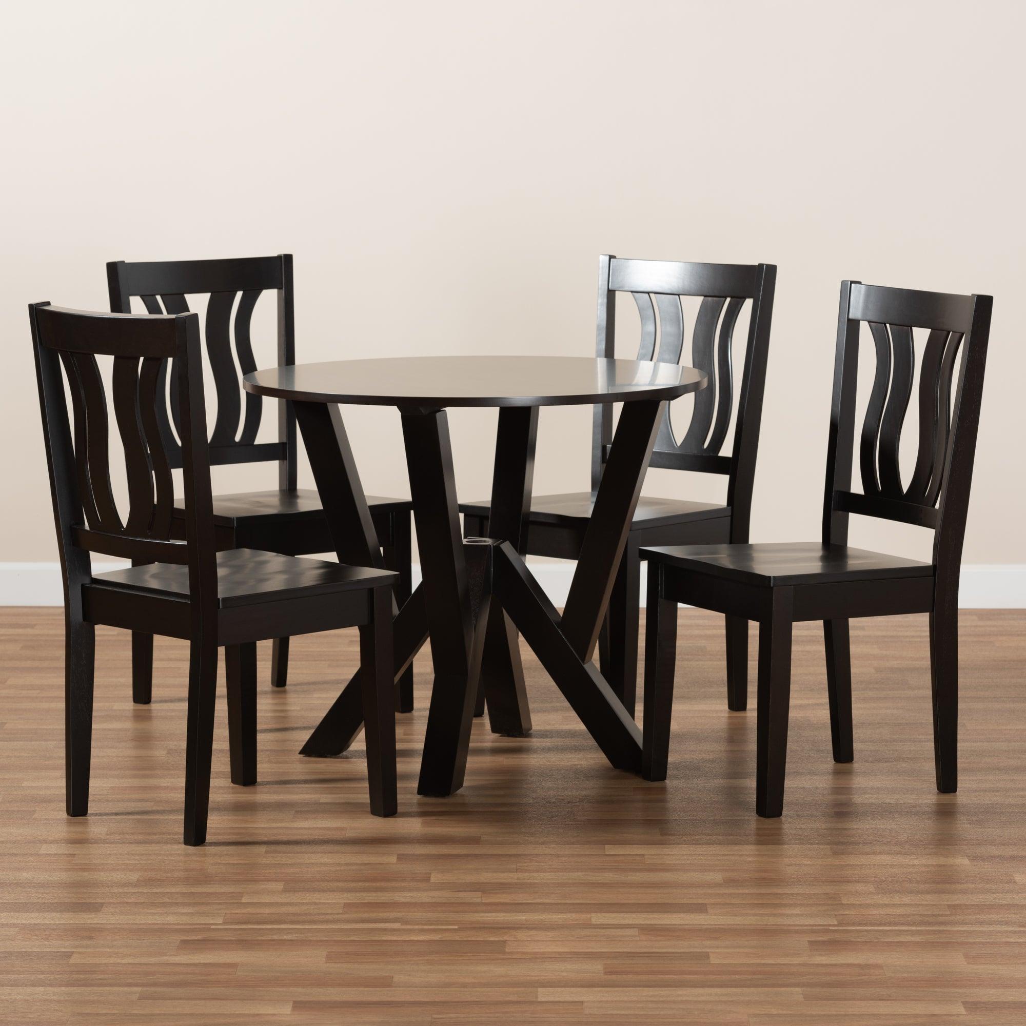 Noelia Modern and Contemporary Transitional Finished Wood 5-Piece Dining Set