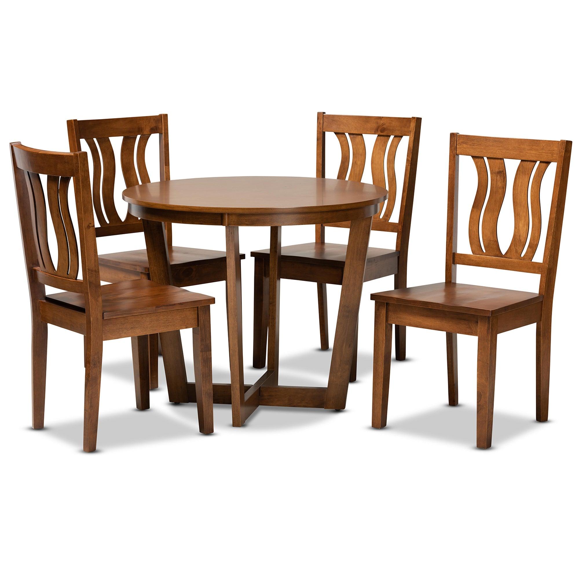 Elodia Modern and Contemporary Transitional Finished Wood 5-Piece Dining Set