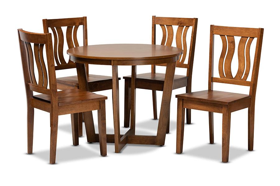 Elodia Modern and Contemporary Transitional Finished Wood 5-Piece Dining Set