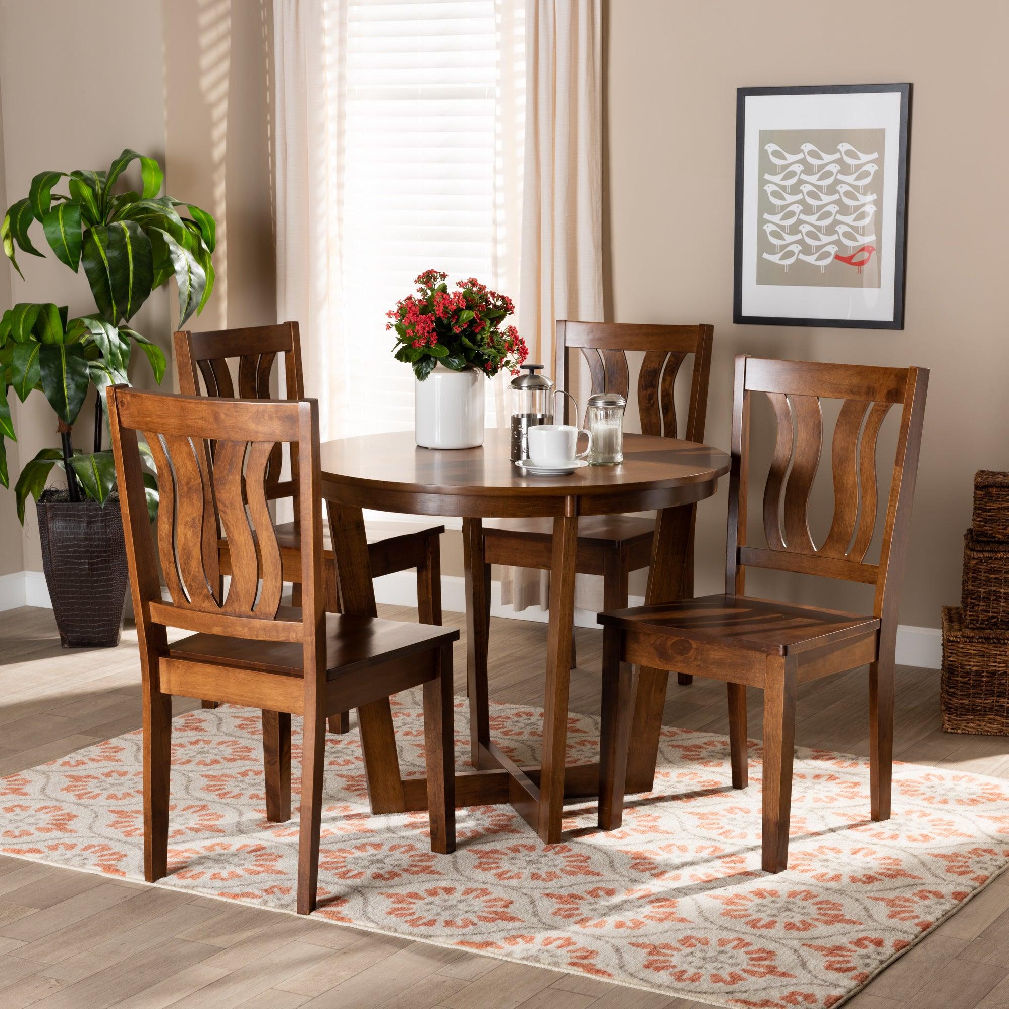 Elodia Modern and Contemporary Transitional Finished Wood 5-Piece Dining Set