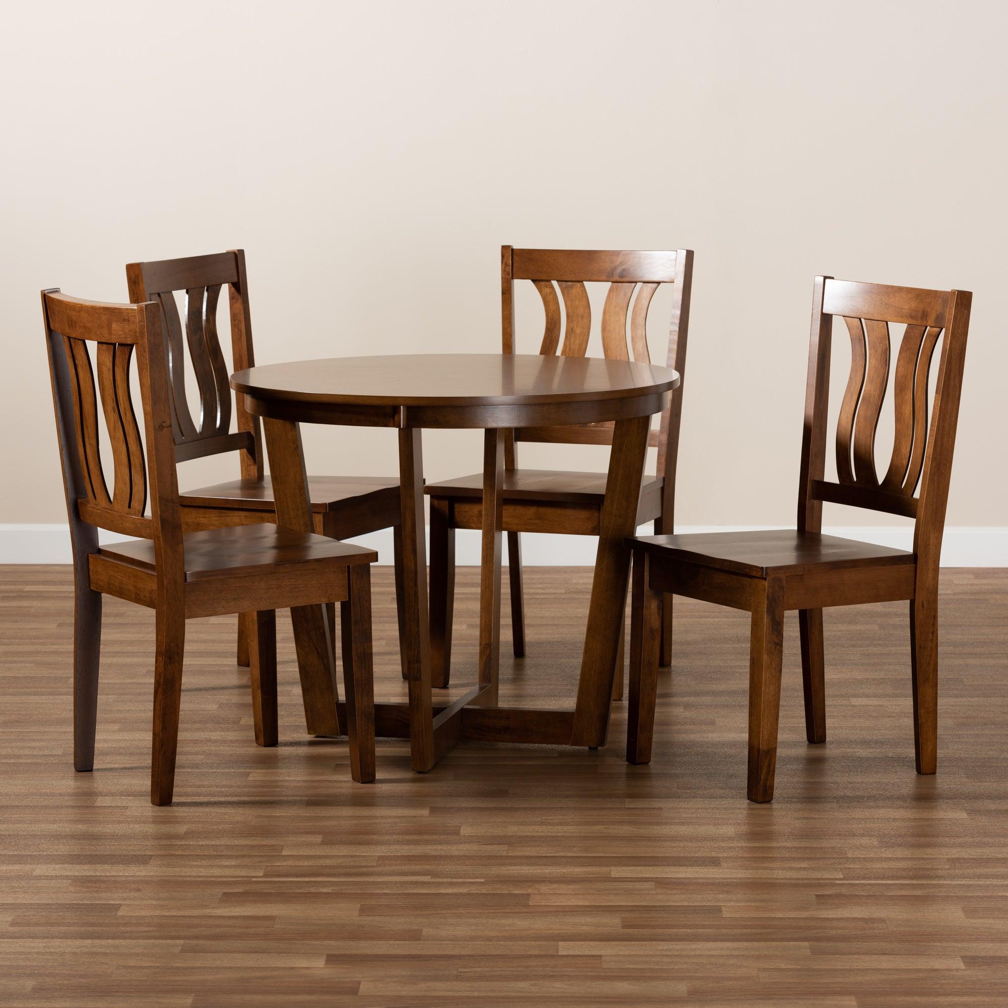Elodia Modern and Contemporary Transitional Finished Wood 5-Piece Dining Set