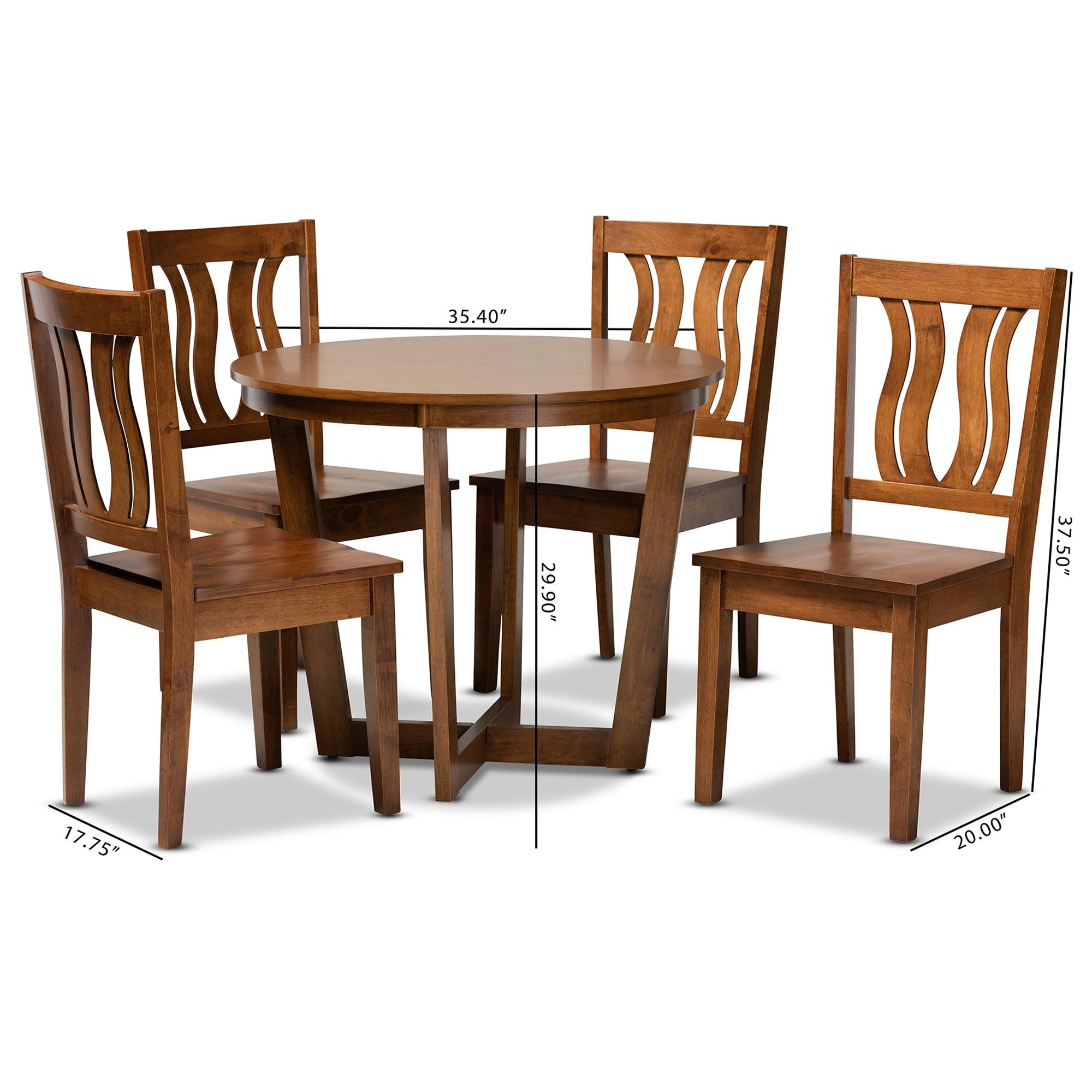 Elodia Modern and Contemporary Transitional Finished Wood 5-Piece Dining Set