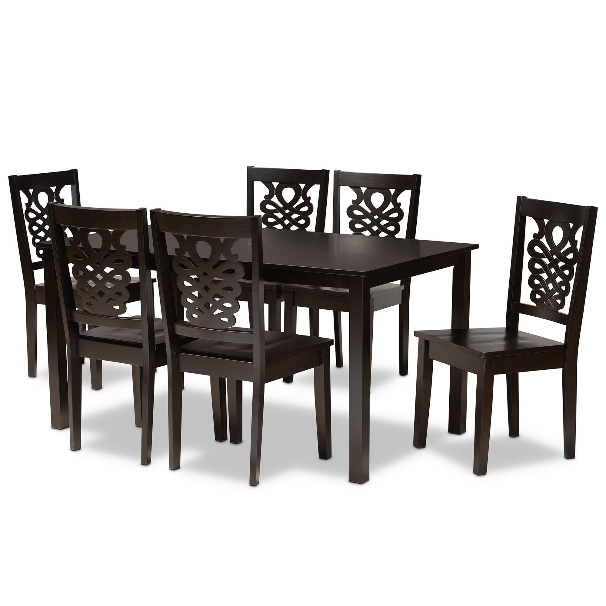 Luisa Modern and Contemporary Transitional Finished Wood 7-Piece Dining Set