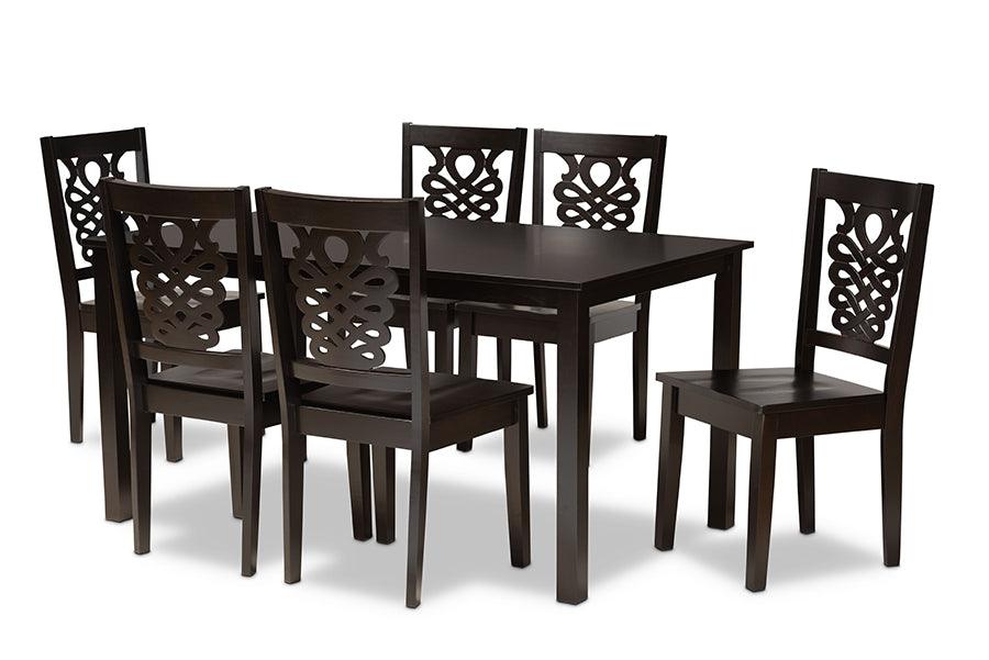 Luisa Modern and Contemporary Transitional Finished Wood 7-Piece Dining Set
