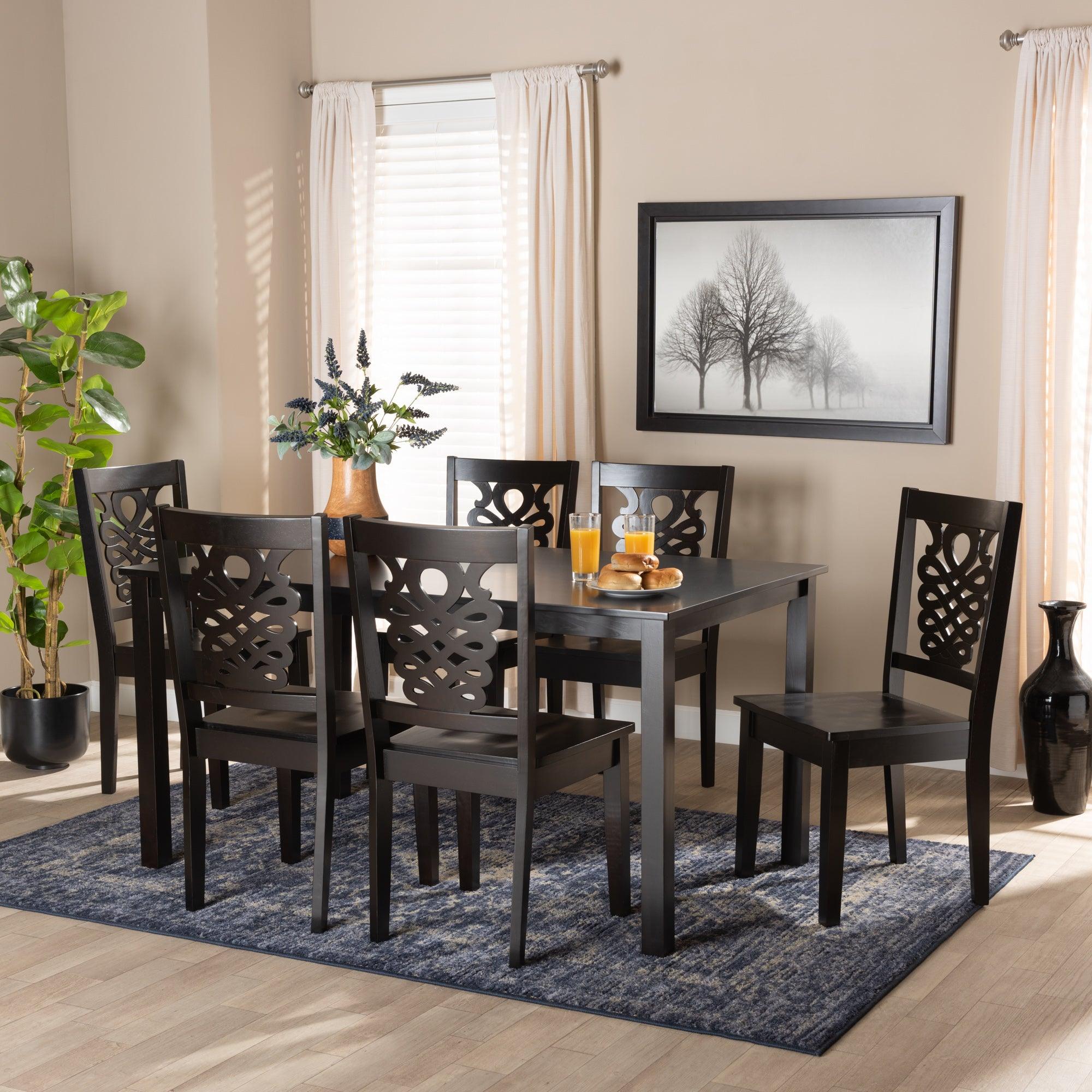 Luisa Modern and Contemporary Transitional Finished Wood 7-Piece Dining Set