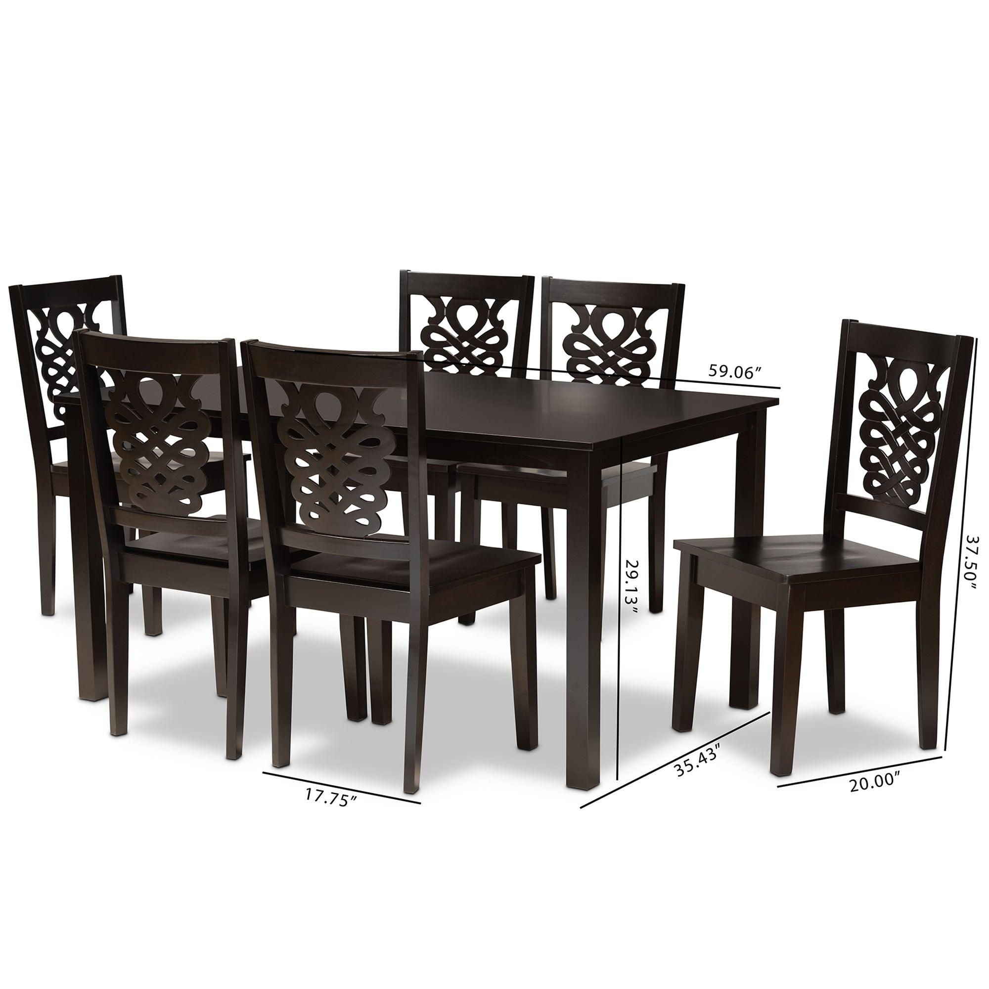 Luisa Modern and Contemporary Transitional Finished Wood 7-Piece Dining Set