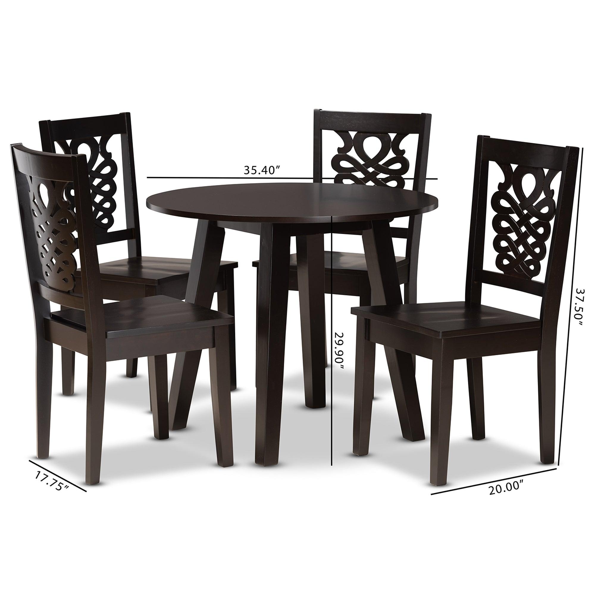 Mina Modern and Contemporary Transitional Finished Wood 5-Piece Dining Set