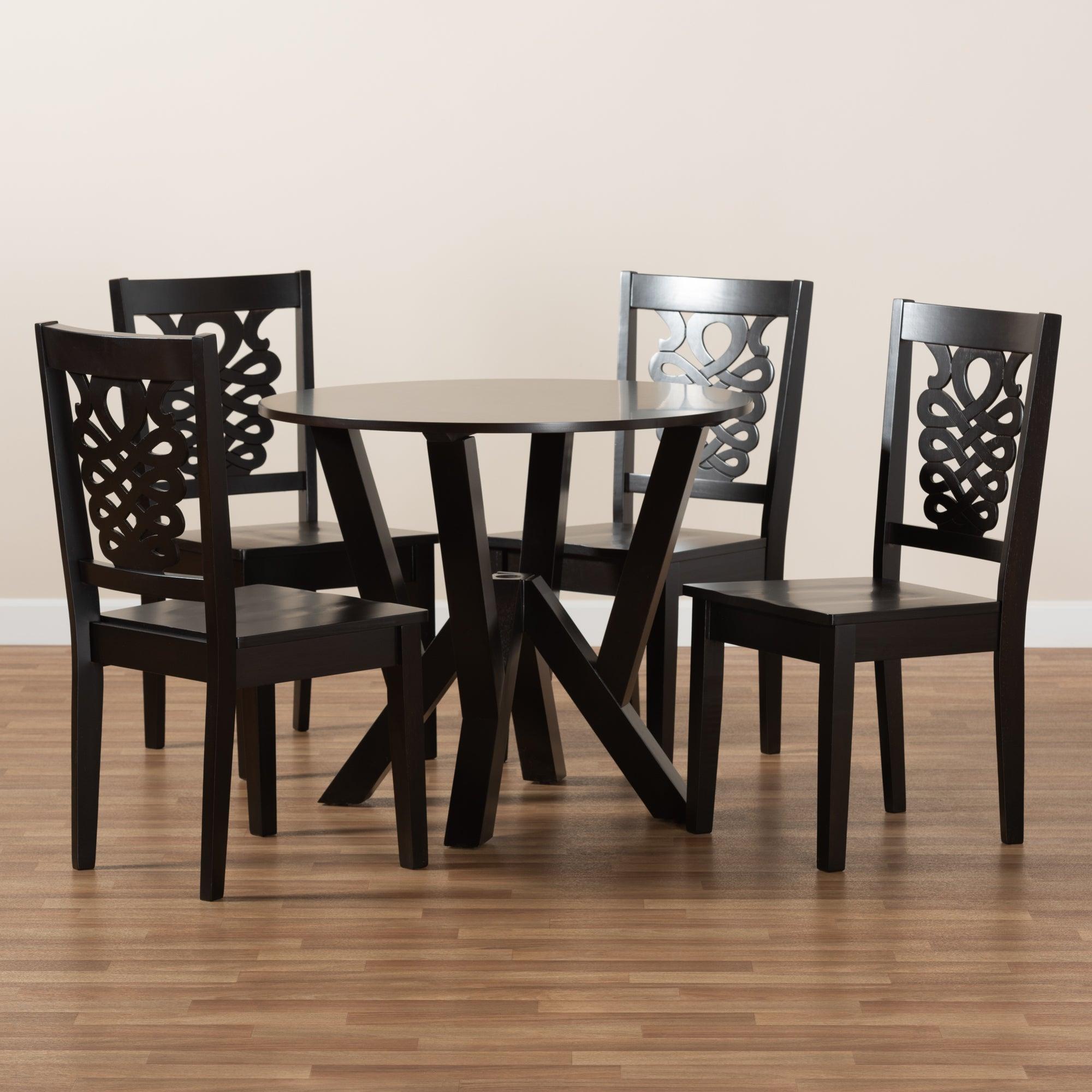 Valda Modern and Contemporary Transitional Finished Wood 5-Piece Dining Set