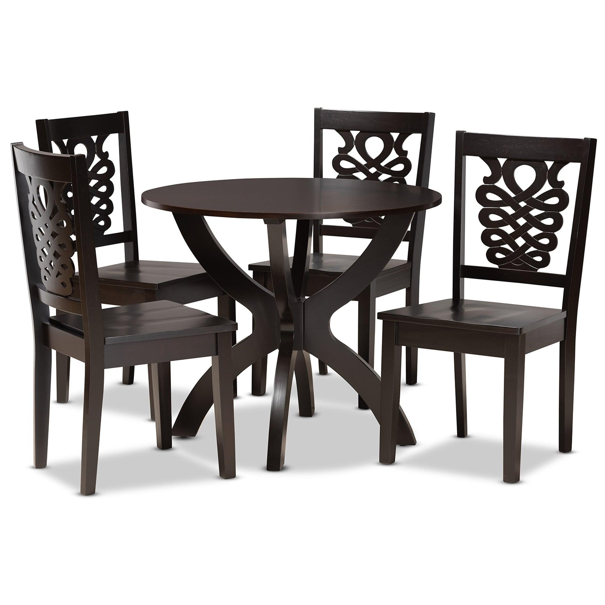 Wanda Modern and Contemporary Transitional Finished Wood 5-Piece Dining Set