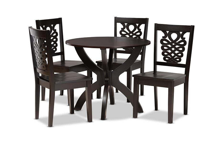 Wanda Modern and Contemporary Transitional Finished Wood 5-Piece Dining Set