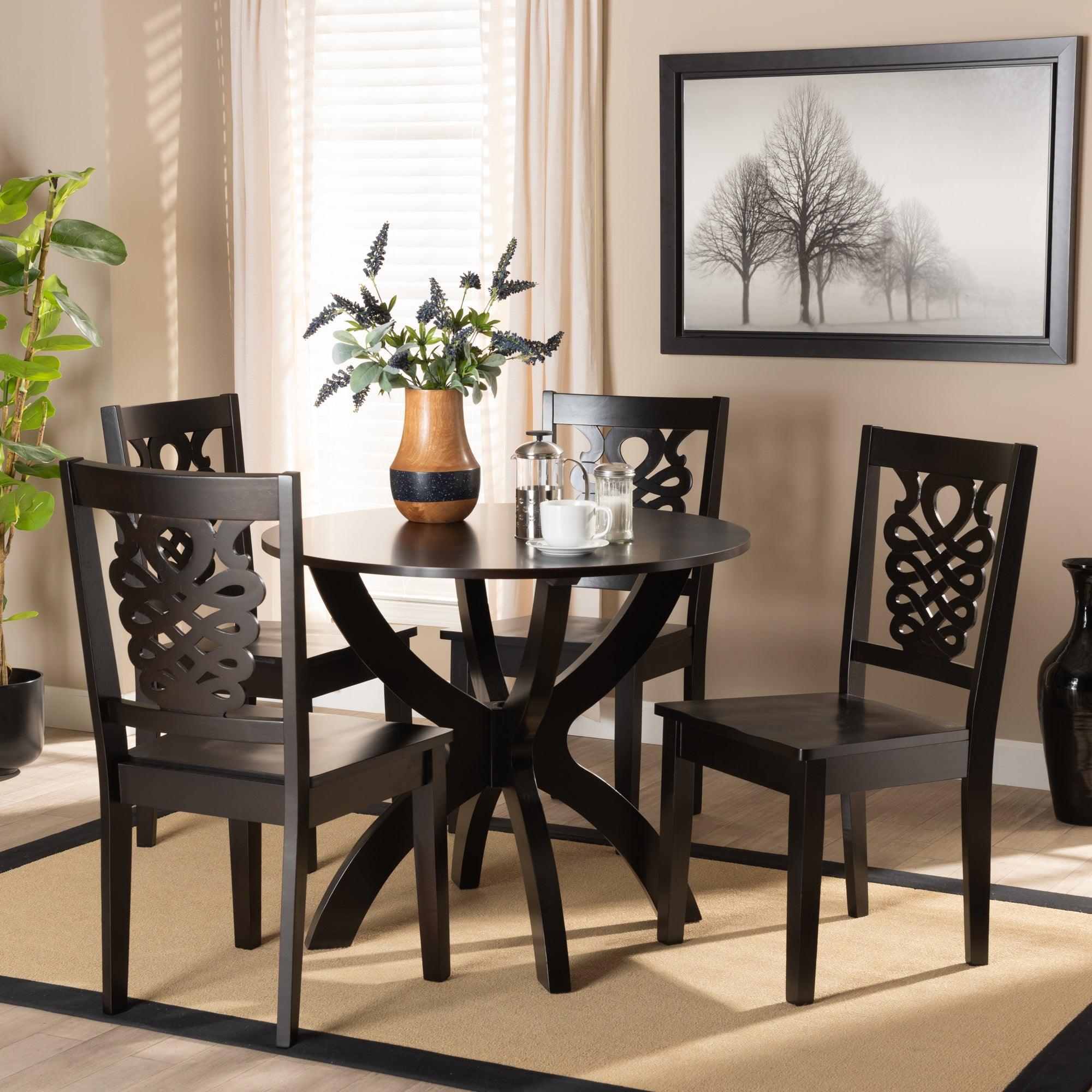 Wanda Modern and Contemporary Transitional Finished Wood 5-Piece Dining Set