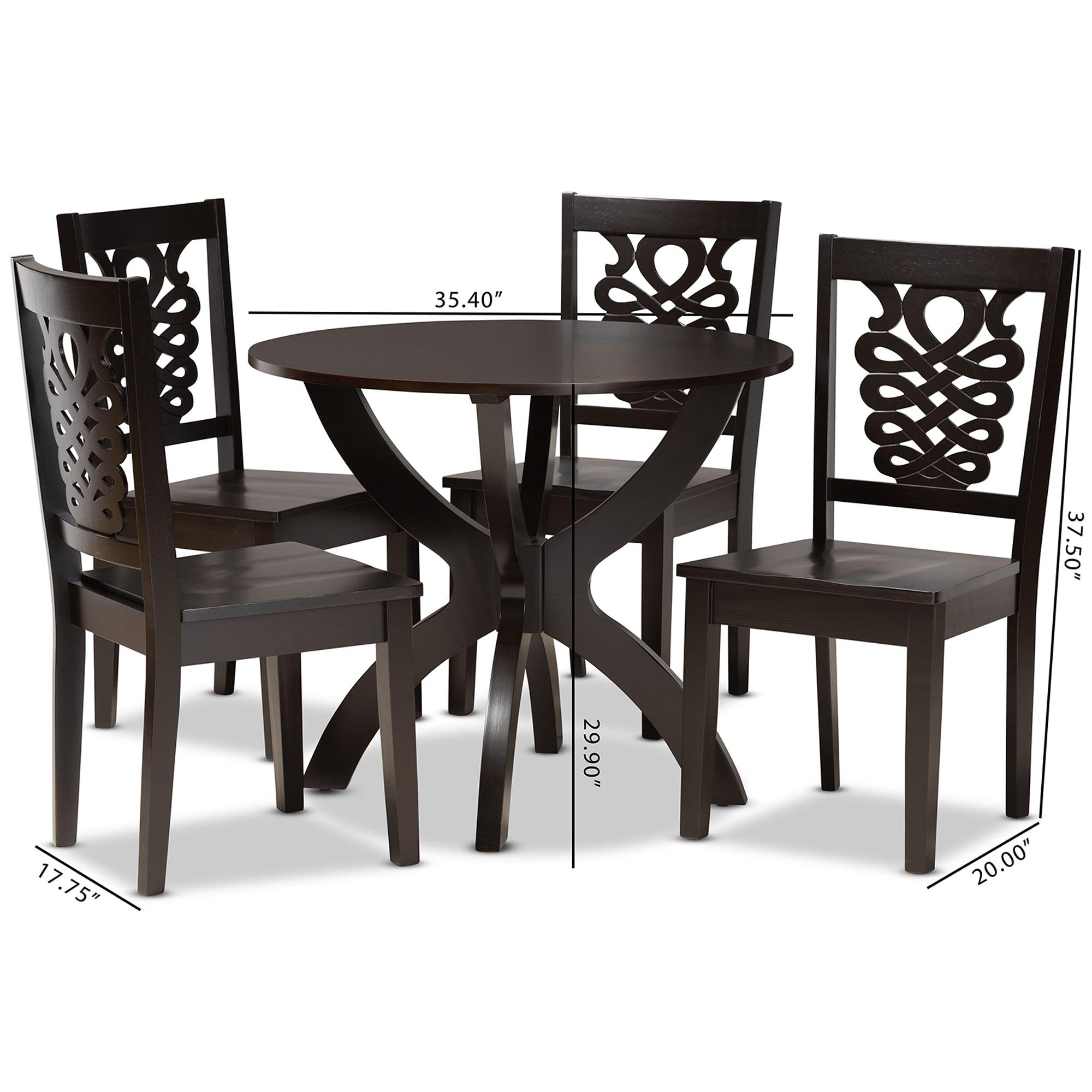Wanda Modern and Contemporary Transitional Finished Wood 5-Piece Dining Set