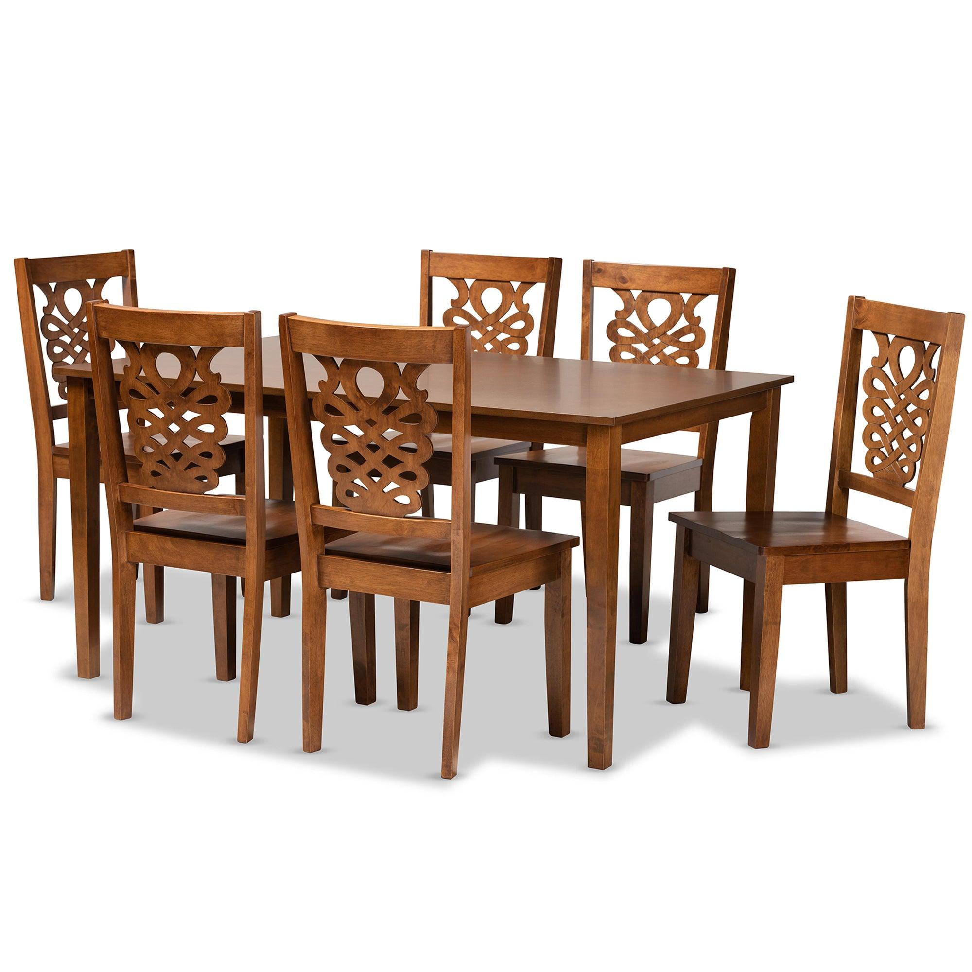 Luisa Modern and Contemporary Transitional Finished Wood 7-Piece Dining Set