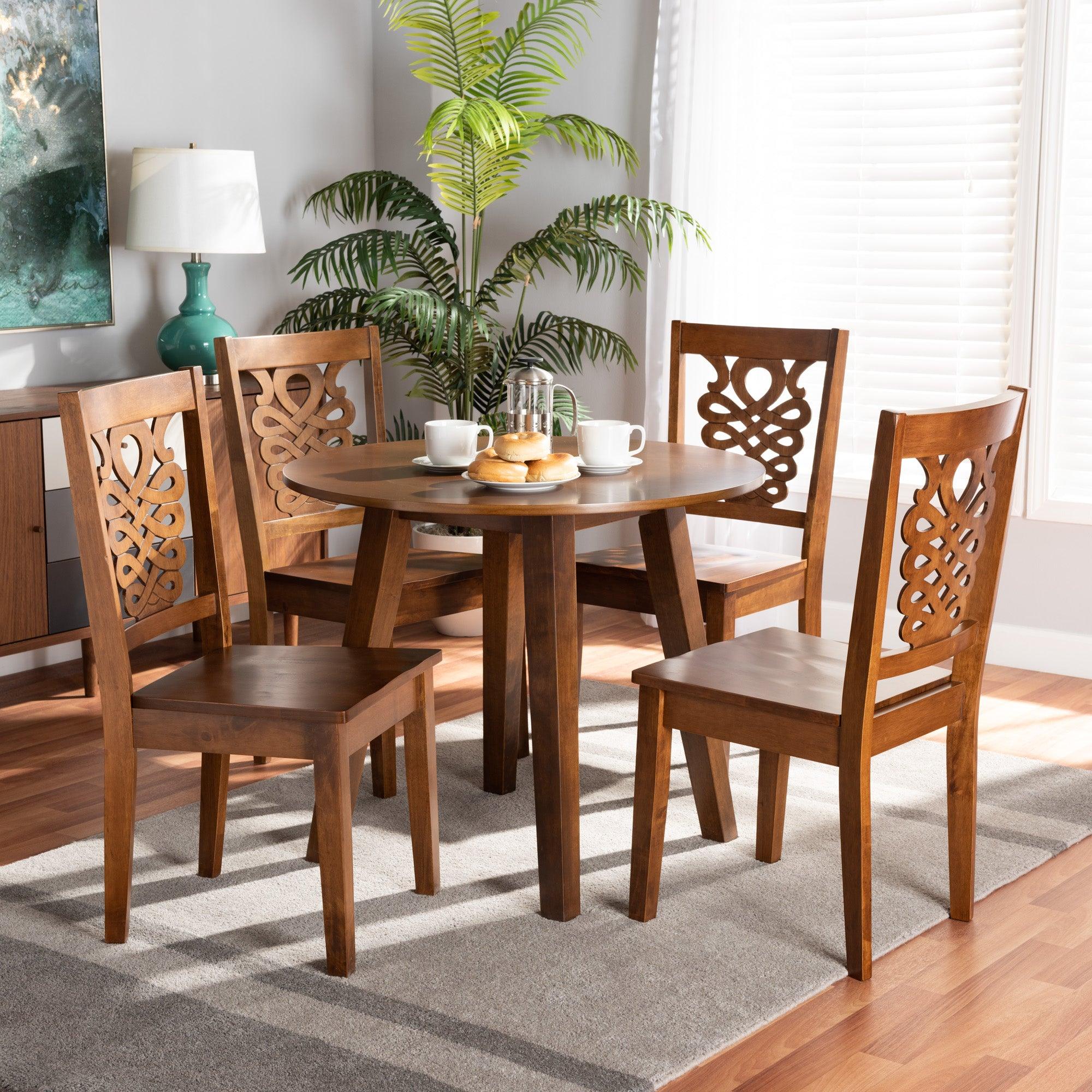 Mina Modern and Contemporary Transitional Finished Wood 5-Piece Dining Set