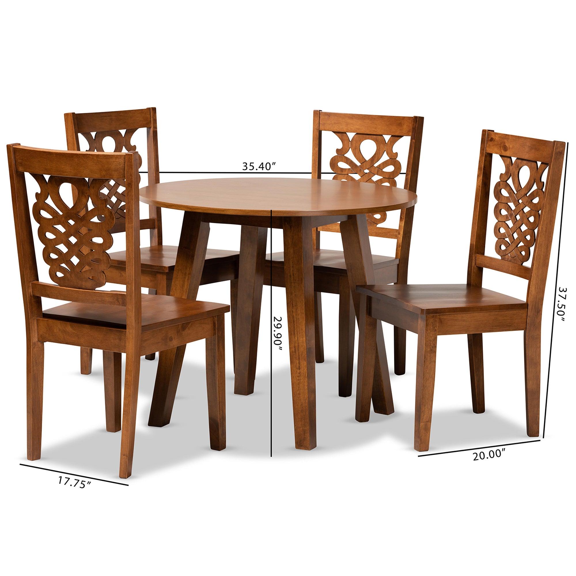 Mina Modern and Contemporary Transitional Finished Wood 5-Piece Dining Set