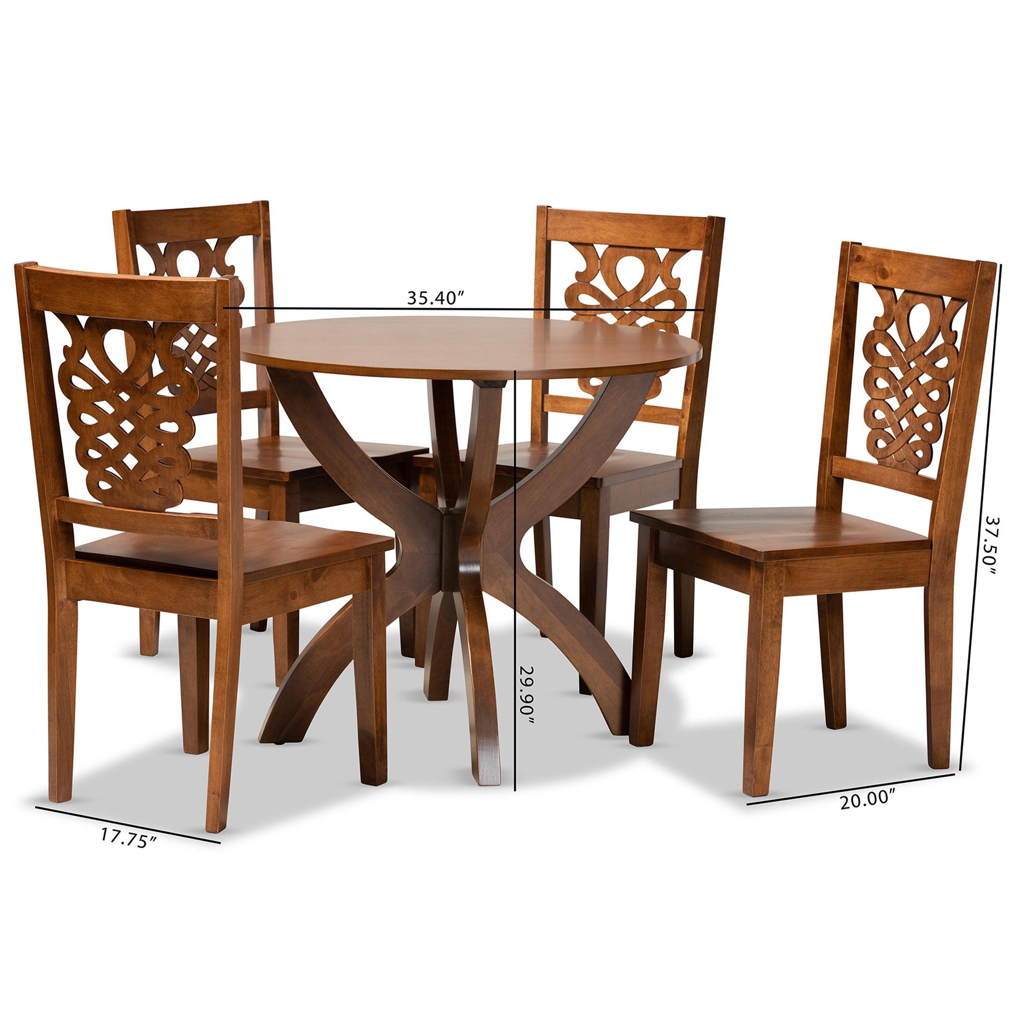 Wanda Modern and Contemporary Transitional Finished Wood 5-Piece Dining Set